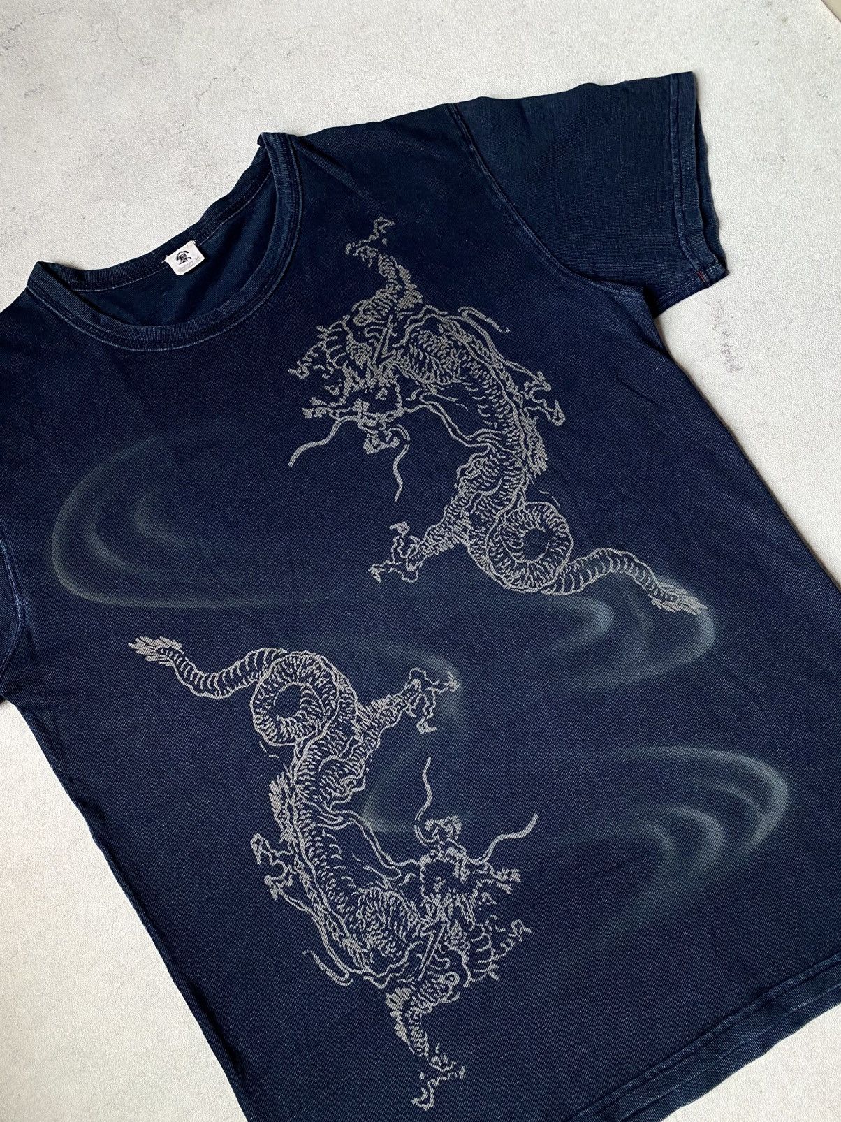 Japanese Brand Vintage Eternal Japan Indigo Blue Dragon Sukajan Tshirt Size US L / EU 52-54 / 3 - 3 Thumbnail