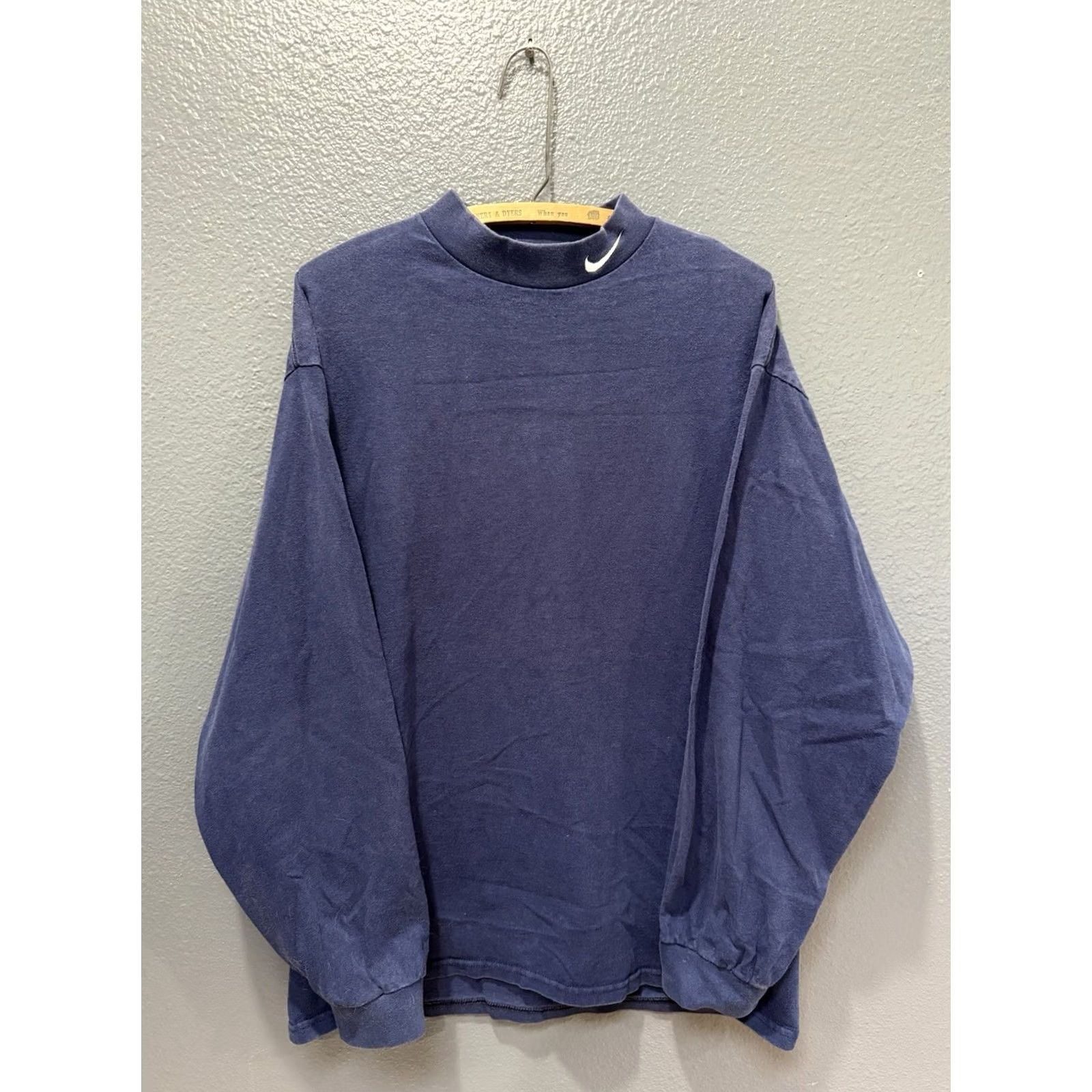 Nike VINTAGE Nike Swoosh Mock Neck Long Sleeve Shirt L Mens Blue 90s USA Made Size US L / EU 52-54 / 3 - 4 Thumbnail