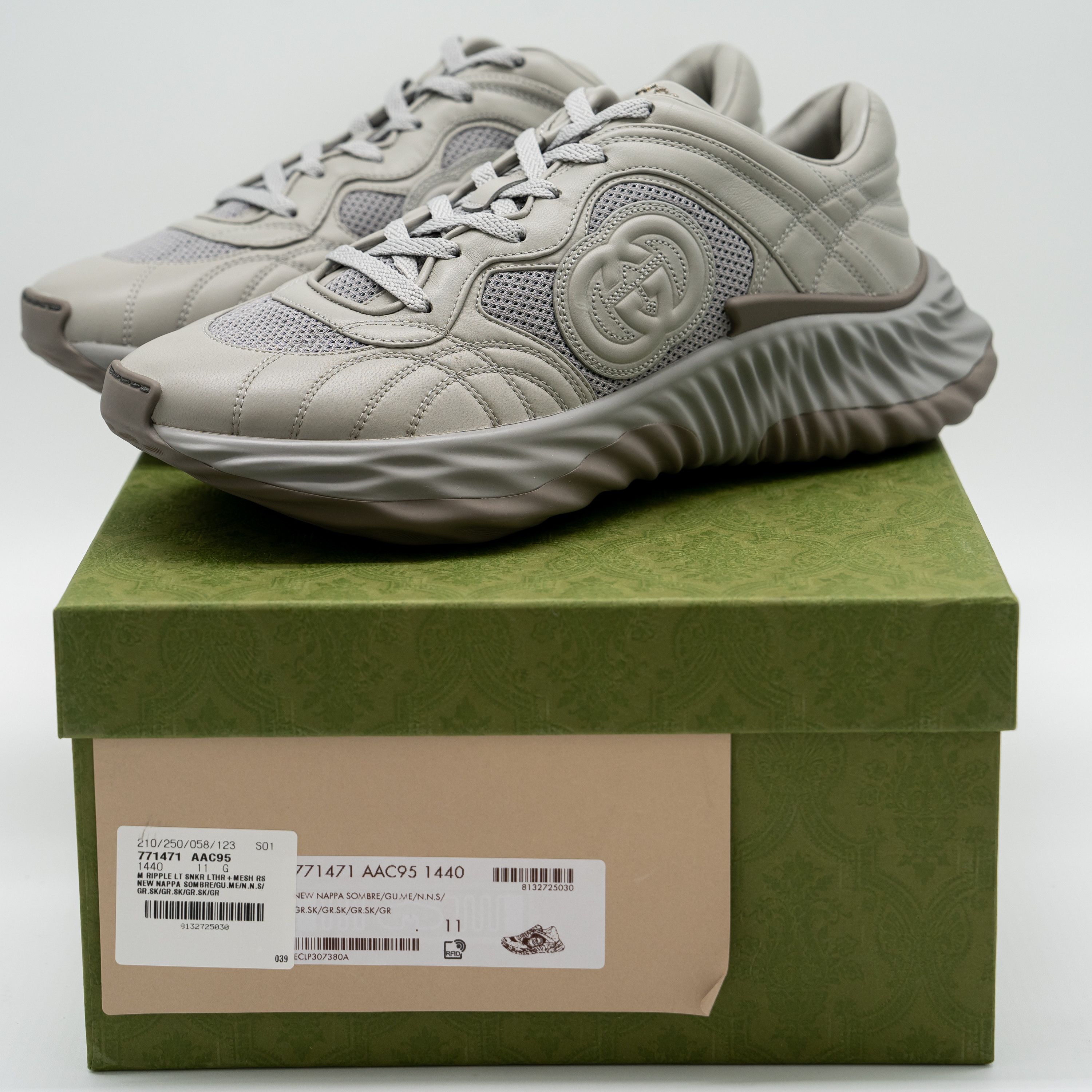 Gucci 11G 11.5 US Gucci Ripple Sneakers Grey GG Leather Size US 11.5 / EU 44-45 - 12 Thumbnail