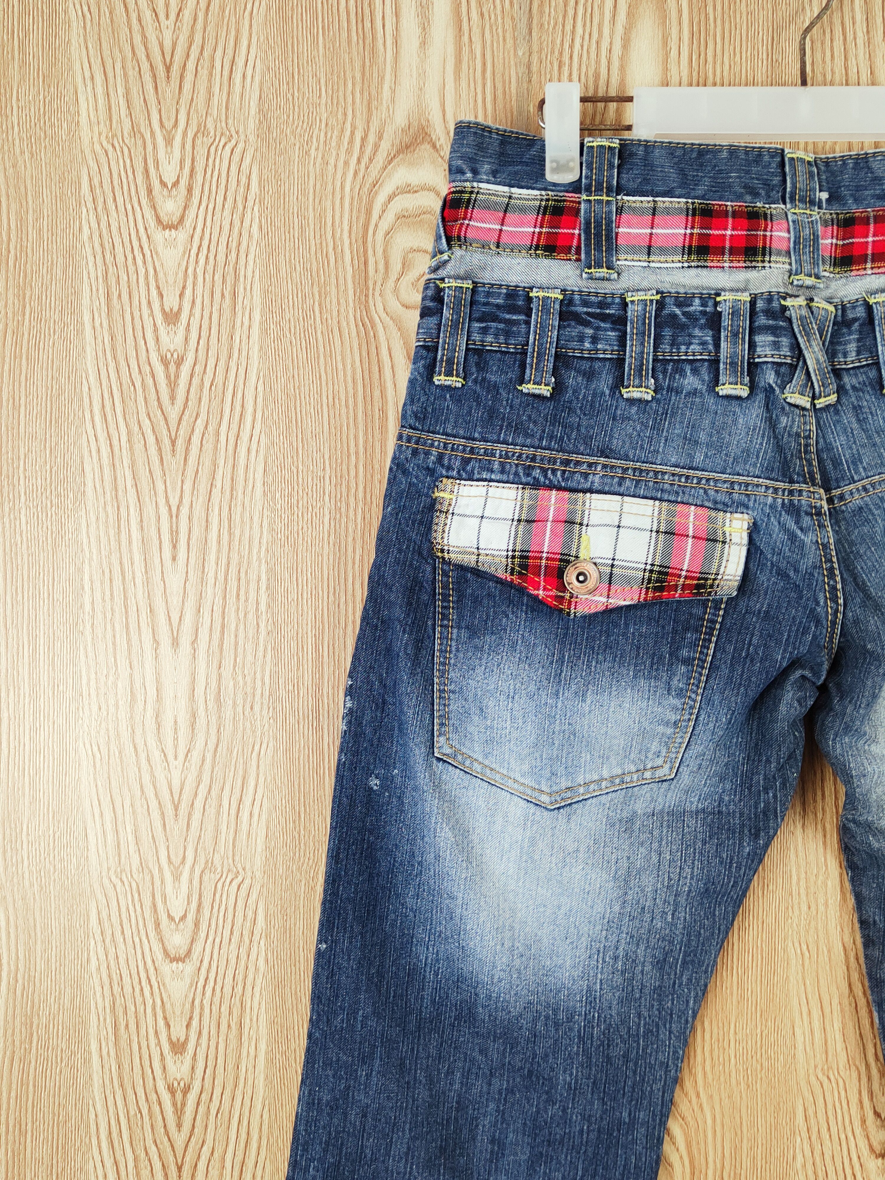 Japanese Brand Japan double waist checkered Distressed Ripped Jeans #W893 Size US 32 / EU 48 - 8 Thumbnail