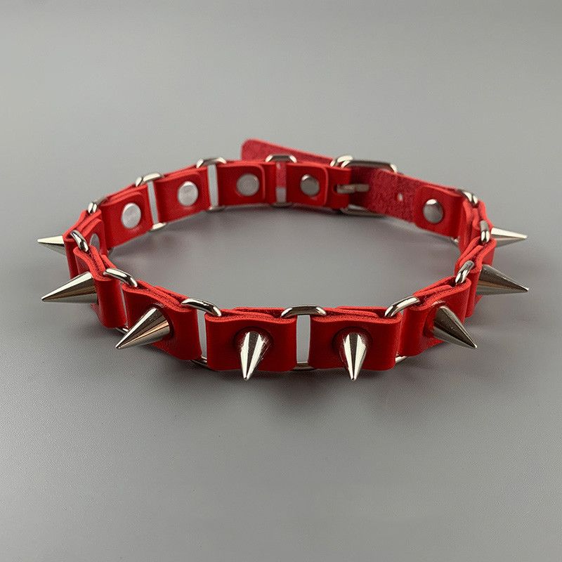 Jewelry Riveted Leather Halloween Gothic Punk Collar Necklace Size ONE SIZE - 1 Thumbnail