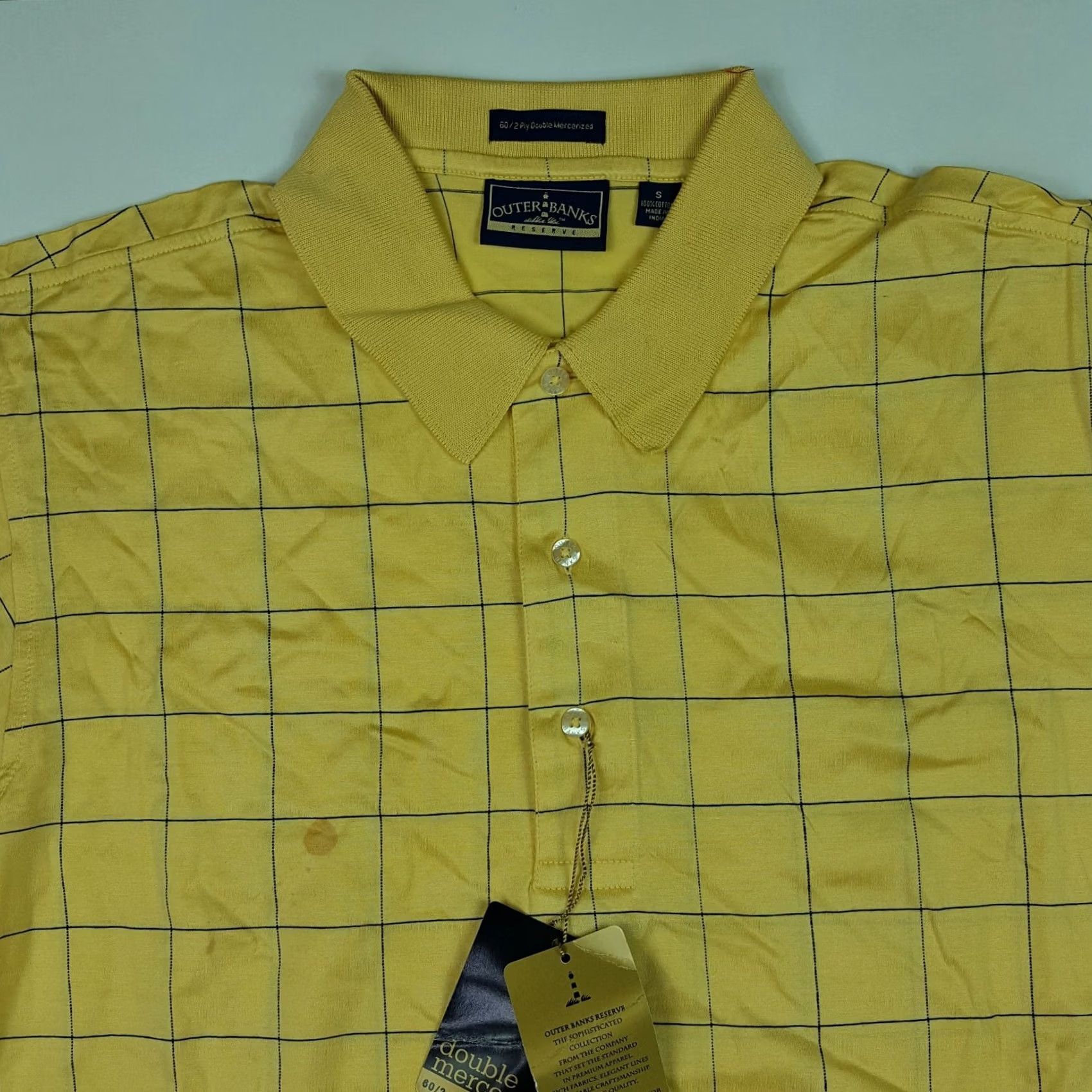 Vintage VINTAGE Outer Banks Yellow Checkered Plaid Golf Short Sleeve Polo Shirt Mens Size S Size US S / EU 44-46 / 1 - 2 Thumbnail