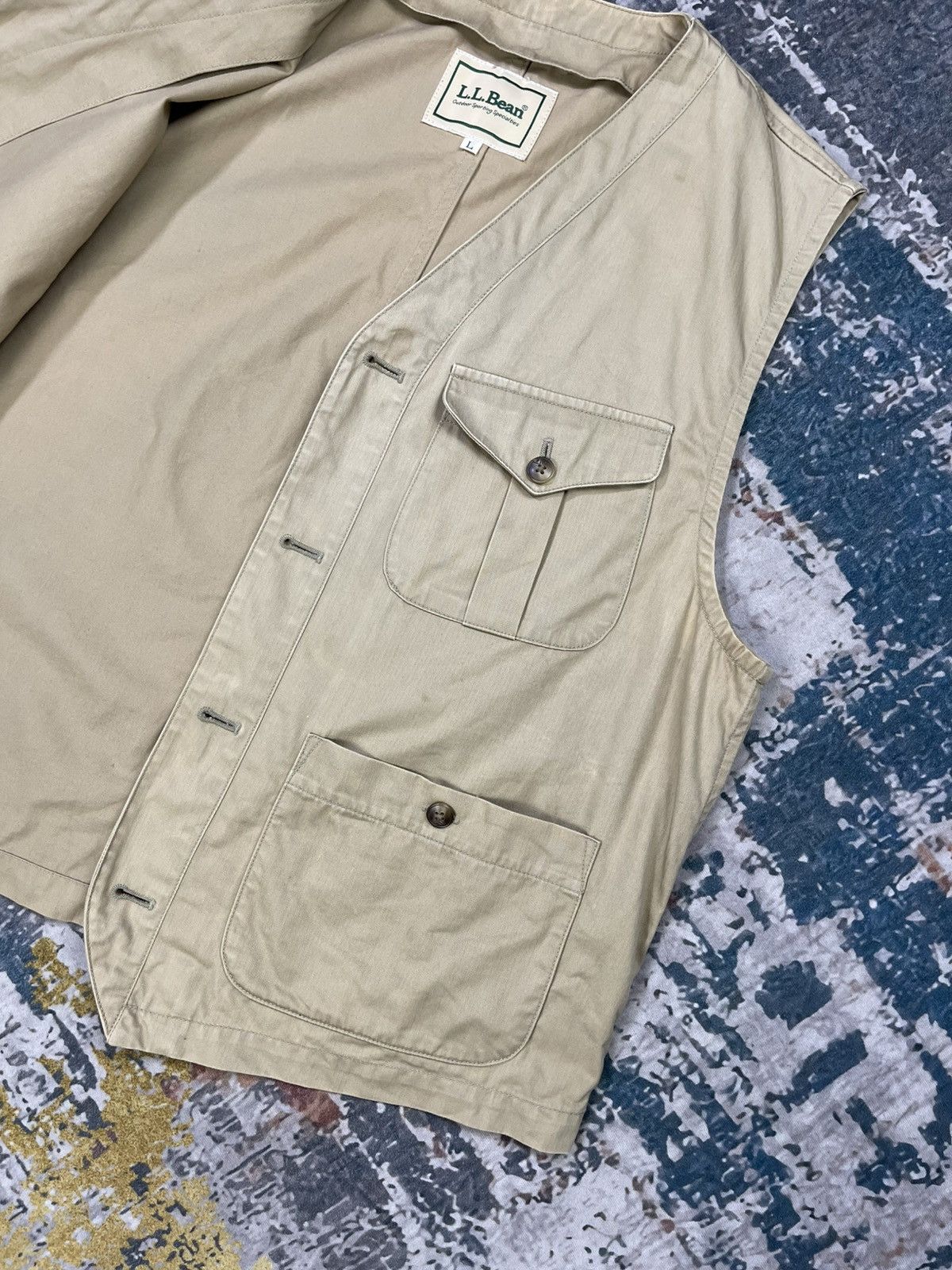 L.L. Bean Vintage LL Bean Herringbone Utility Work Vest Size US M / EU 48-50 / 2 - 3 Thumbnail