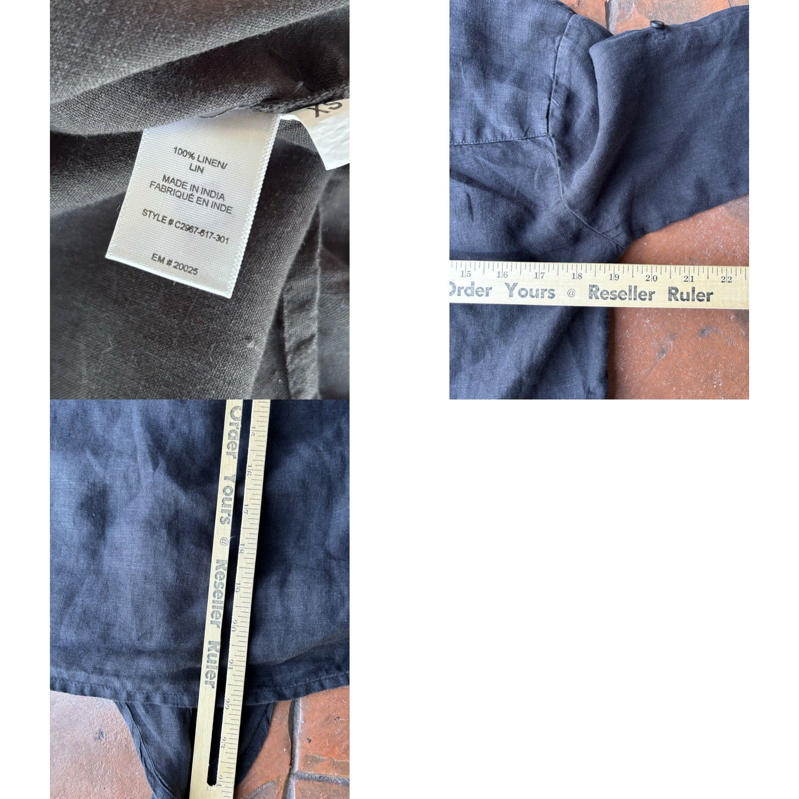 CLOT Cloth & Stone Button Up Shirt Blouse XS Black Long Sleeve Linen Woman’s Tie Collared Knitted? (note: invalid) Size XS / US 0-2 / IT 36-38 - 9 Thumbnail