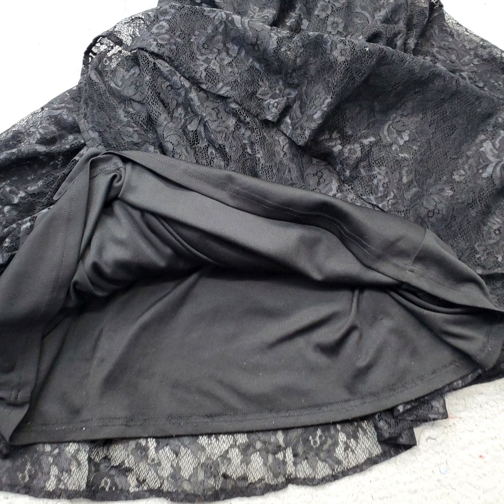 Vintage Starzz Women 12 Black Lace Pintuck Straps Deep V Neck Maxi Dress Size XL / US 12-14 / IT 48-50 - 5 Thumbnail