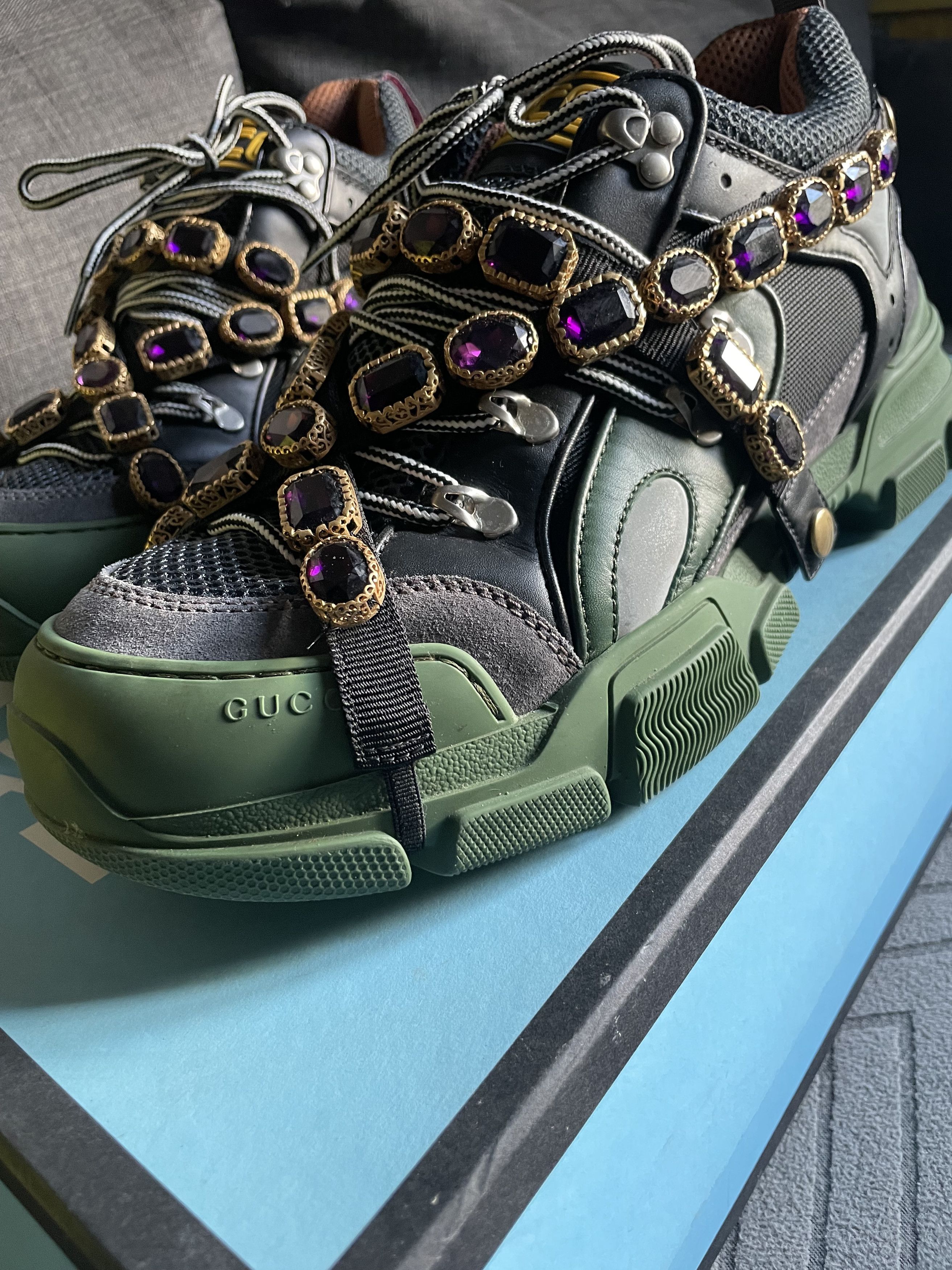 Gucci Gucci SEGA flashtrek green with removable crystals Grailed