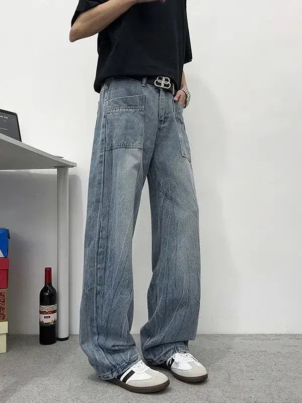 Japanese Brand Retro loose wide leg straight leg jeans Size US 32 / EU 48 - 4 Thumbnail