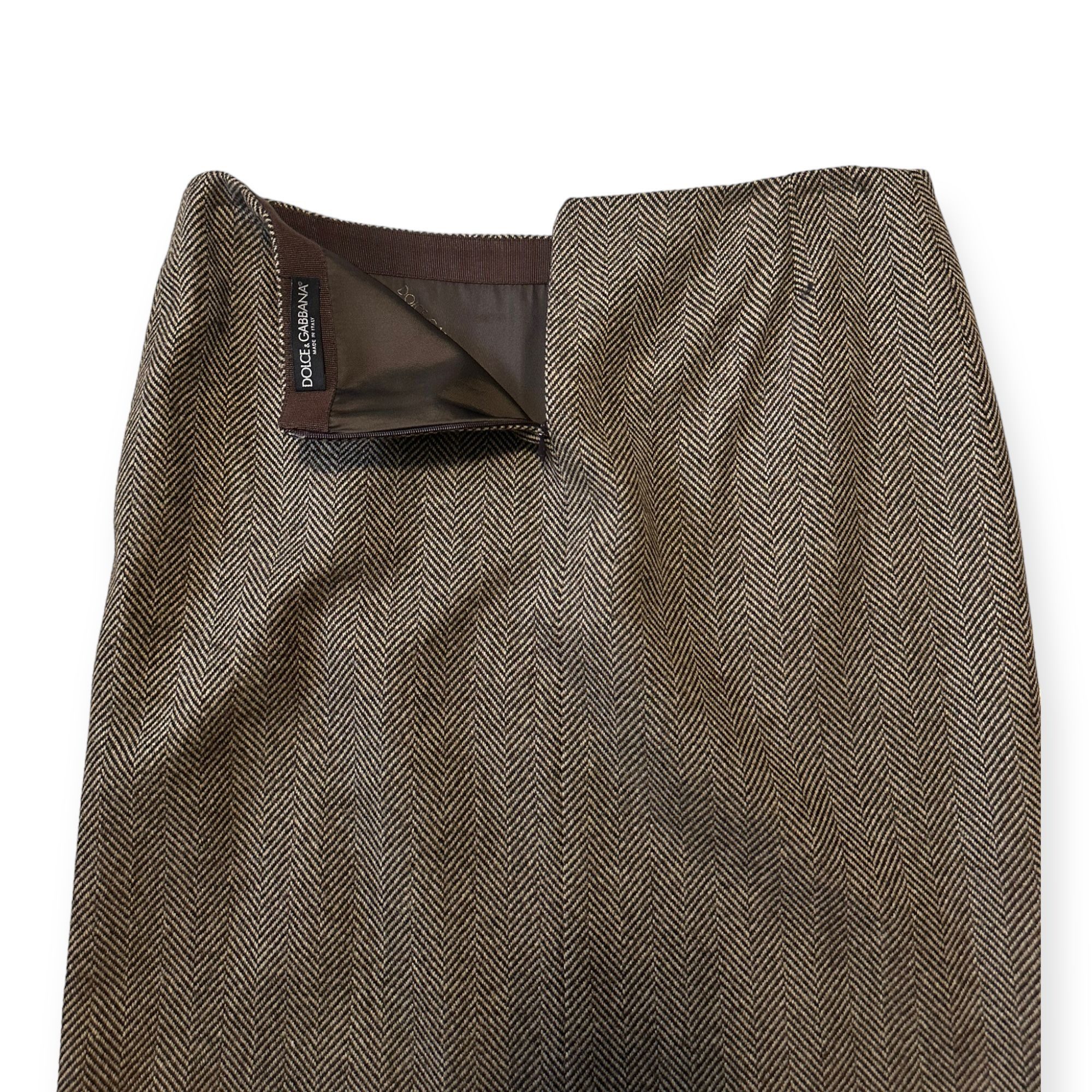 Dolce & Gabbana Dolce & Gabbana Herringbone Wool Pencil Skirt IT 44 Size 30" / US 8 / IT 44 - 7 Thumbnail