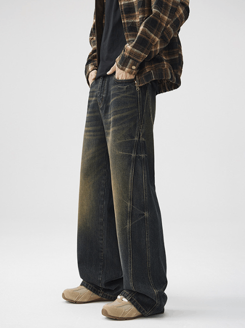 Japanese Brand Retro stitching trendy cracked tie-dyed distressed jeans Size US 32 / EU 48 - 4 Thumbnail
