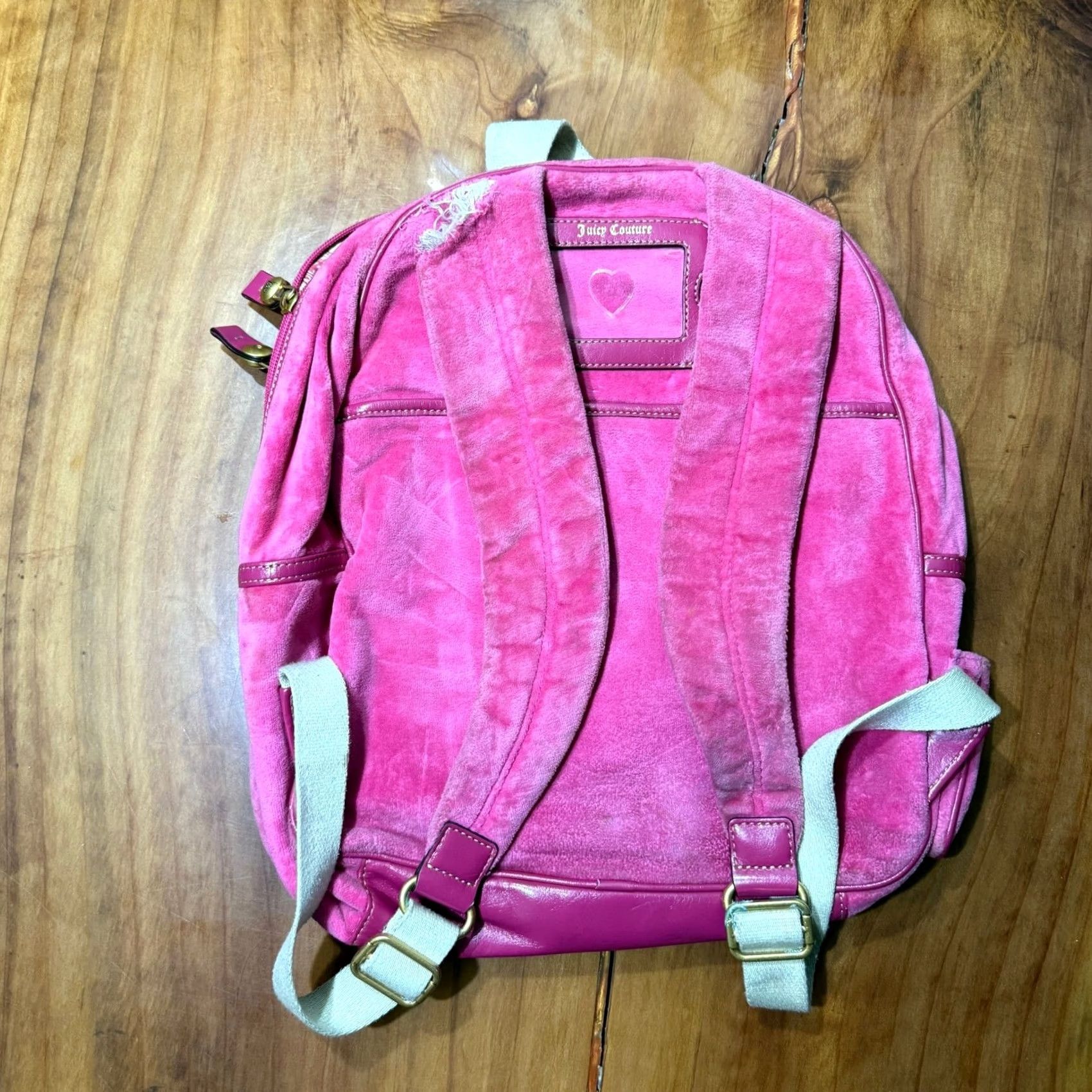 Juicy Couture VINTAGE Juicy Couture Backpack Bag Embroidered Velour 2000's Velvet Candy Pink Womens Medium Bag Backpack Size ONE SIZE - 3 Thumbnail