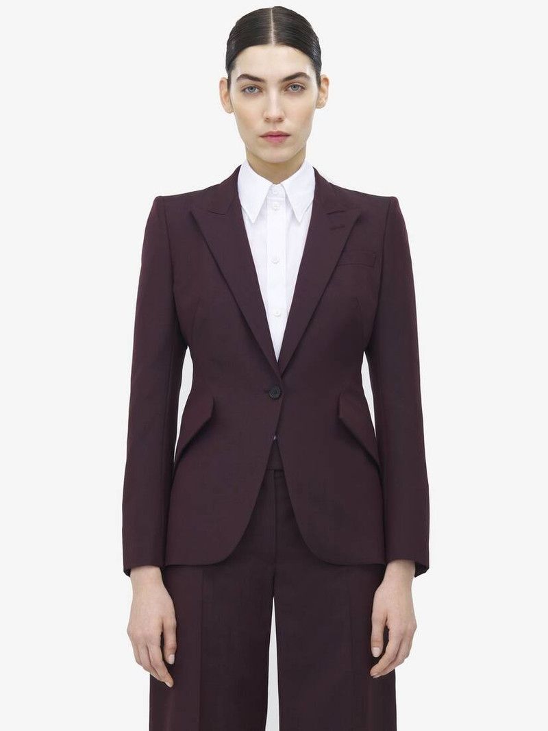 Alexander McQueen o1srvl11e0226 Single-Breasted Jacket In Burgundy Size L / US 10 / IT 46 - 2 Thumbnail