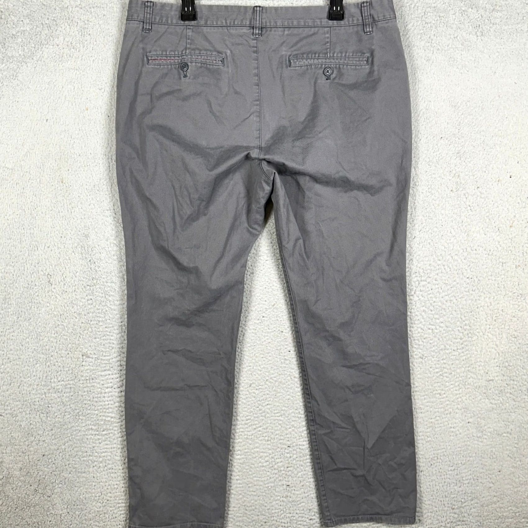 Bonobos Bonobos Slim Chino Pants Mens 38 Size 38 Inseam 31 Gray Stretch Twill Casual Workwear Pockets Flat Front Button Zip Size US 38 / EU 54 - 2 Thumbnail