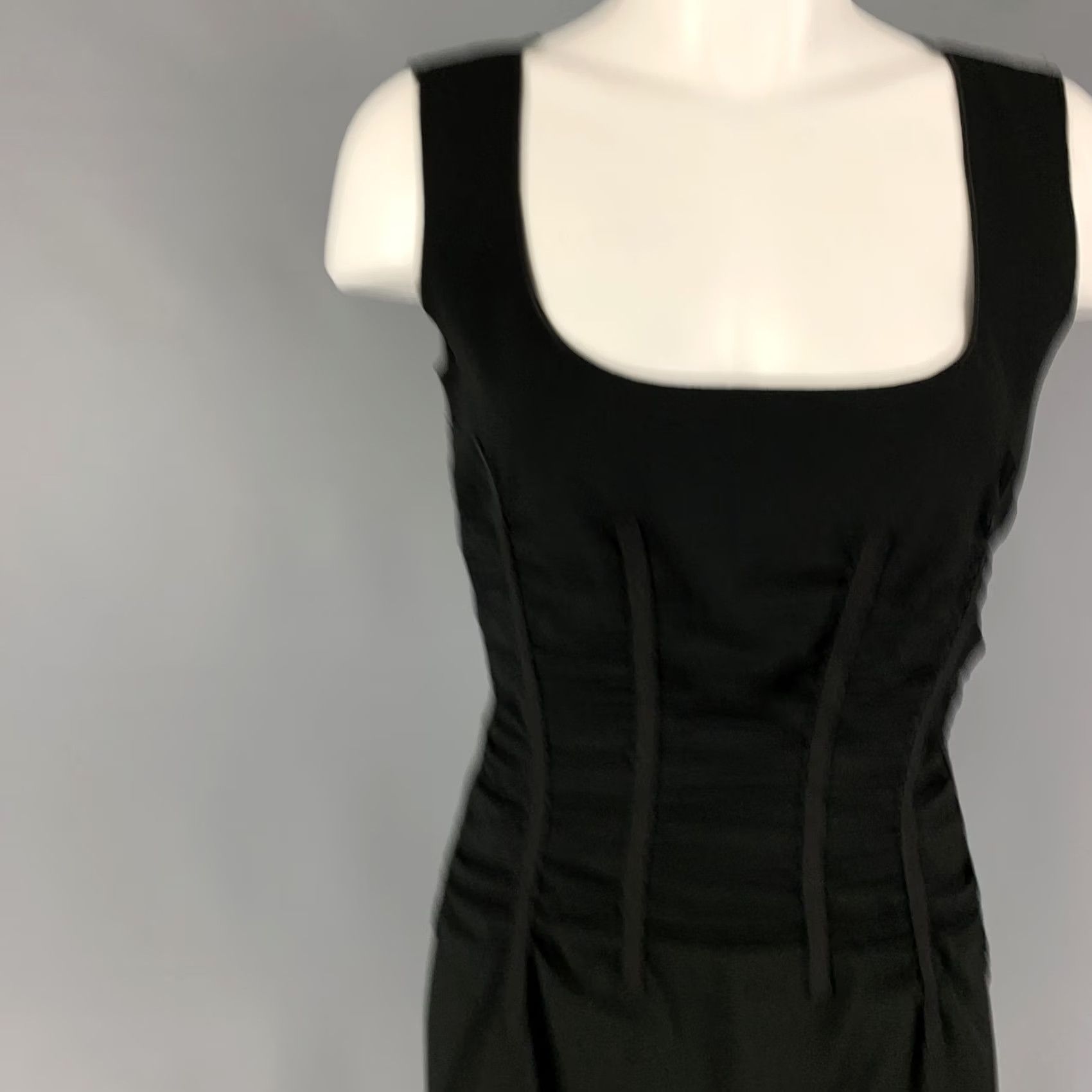 Dolce & Gabbana DOLCE & GABBANA Size 6 Black Acetate Blend Ruched Sleeveless Cocktail Dress Size M / US 6-8 / IT 42-44 - 2 Thumbnail