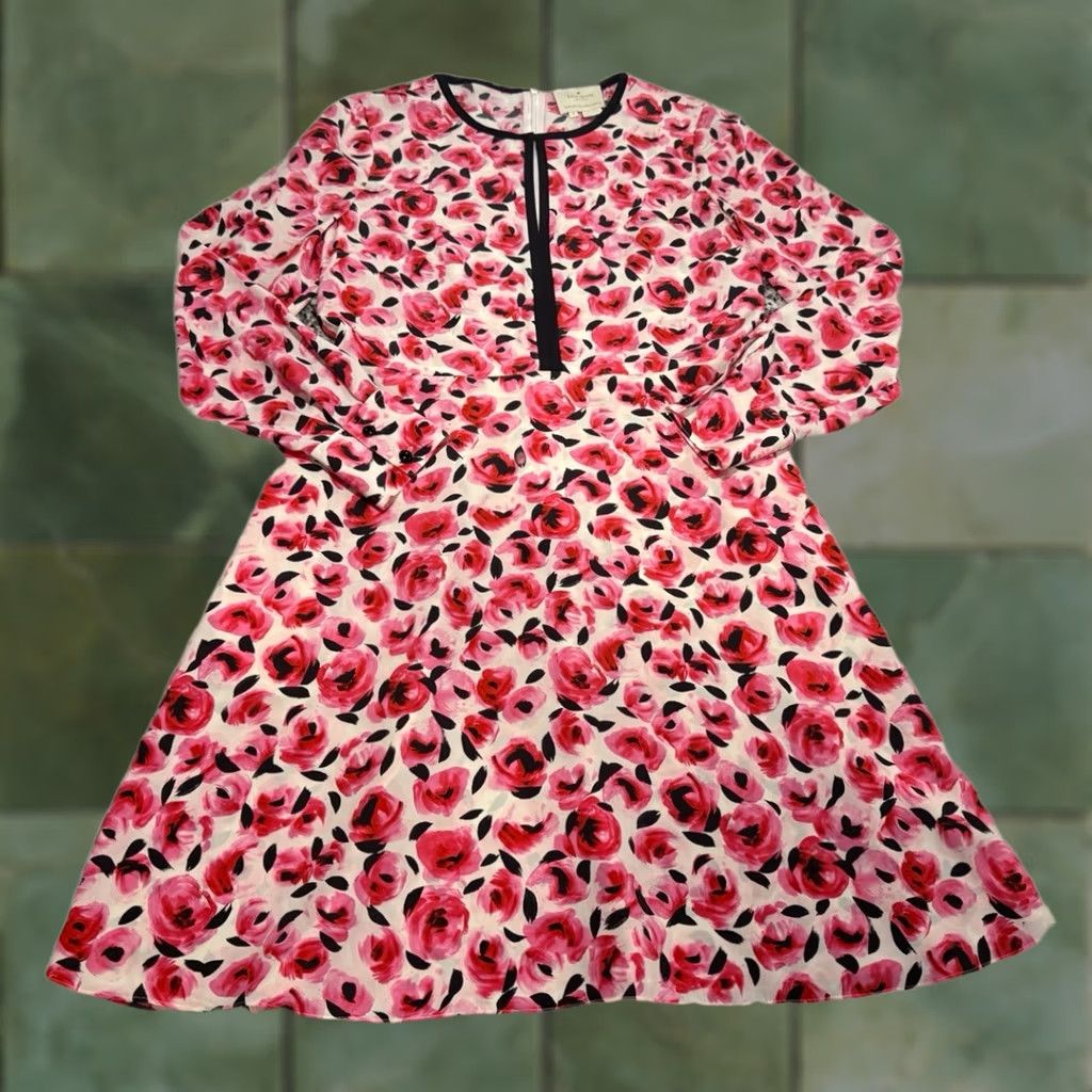 Vintage Kate Spade Silk Red Rose Dress - Size 6 Size M / US 6-8 / IT 42-44 - 1 Thumbnail