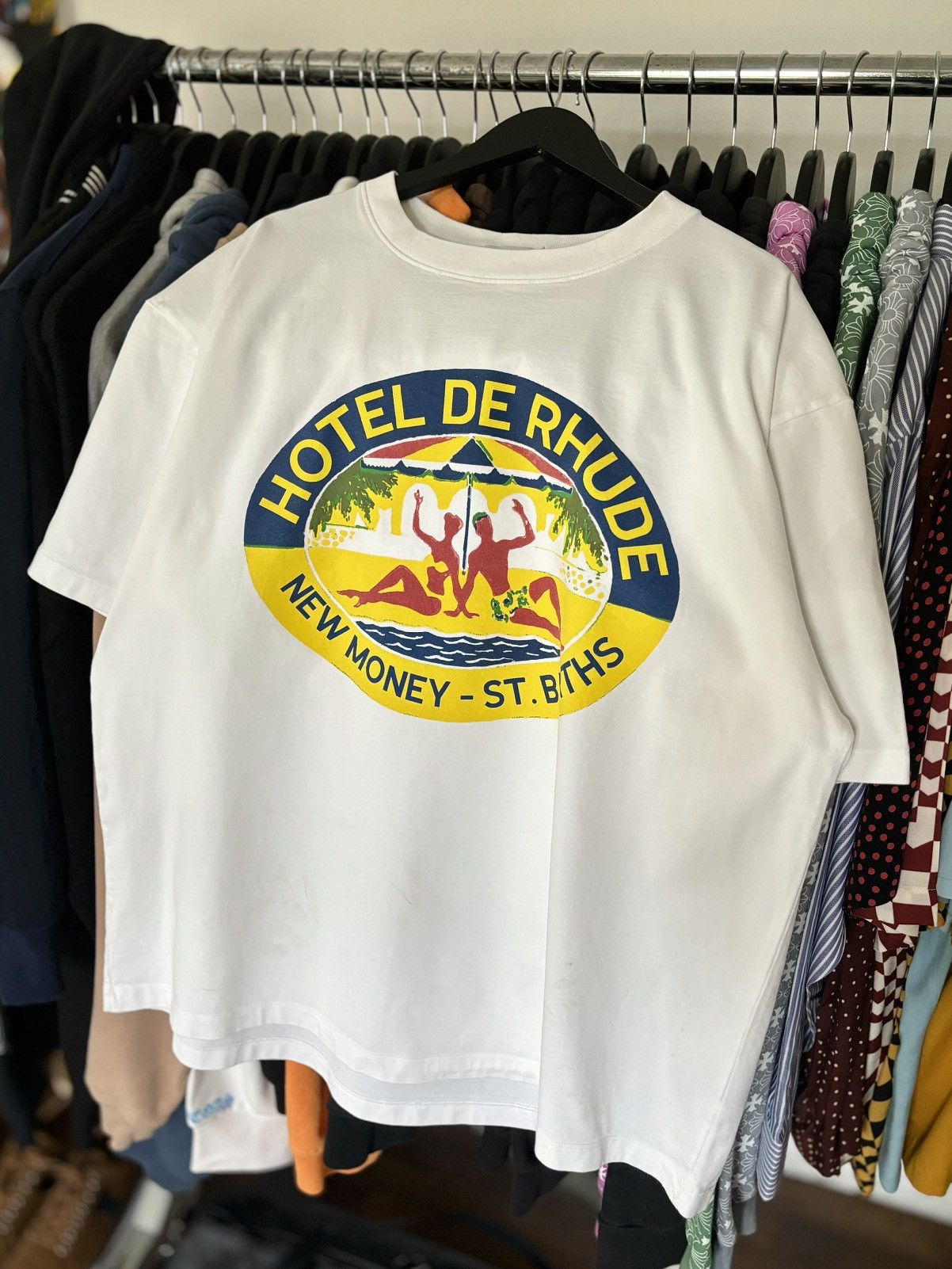 image of Rhude St Barts Logo Tee in Cream, Men's (Size XL)