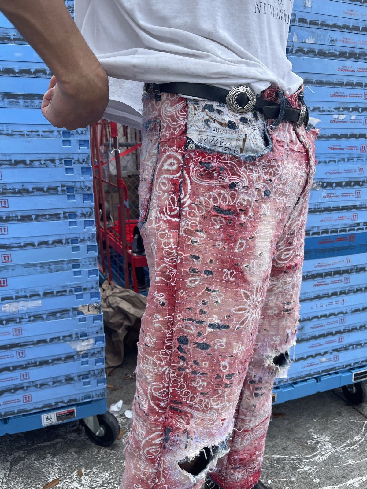 Kapital × Vintage 1/1 red custom boro denim Size US 32 / EU 48 - 3 Thumbnail