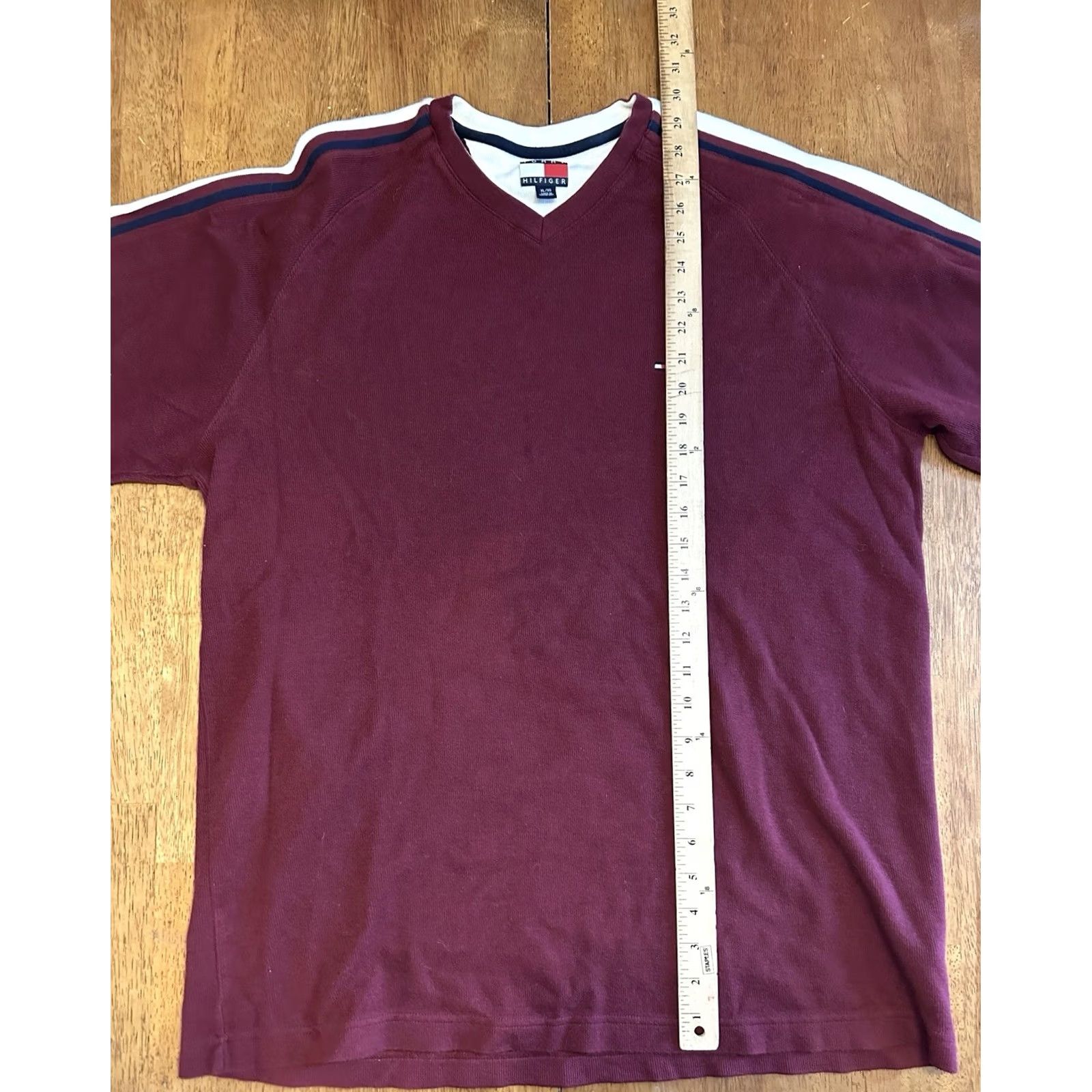 Tommy Hilfiger Tommy Hilfiger Sweater Shirt Long Sleeve Stripe XL Mens Casual Red Cotton Knit Size US XL / EU 56 / 4 - 6 Thumbnail