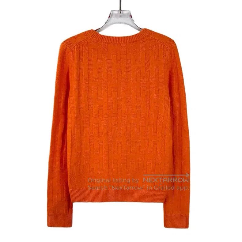 Hermes Hermes Orange ribbed wool round-neck long-sleeve knit swea Size XS / US 0-2 / IT 36-38 - 2 Thumbnail