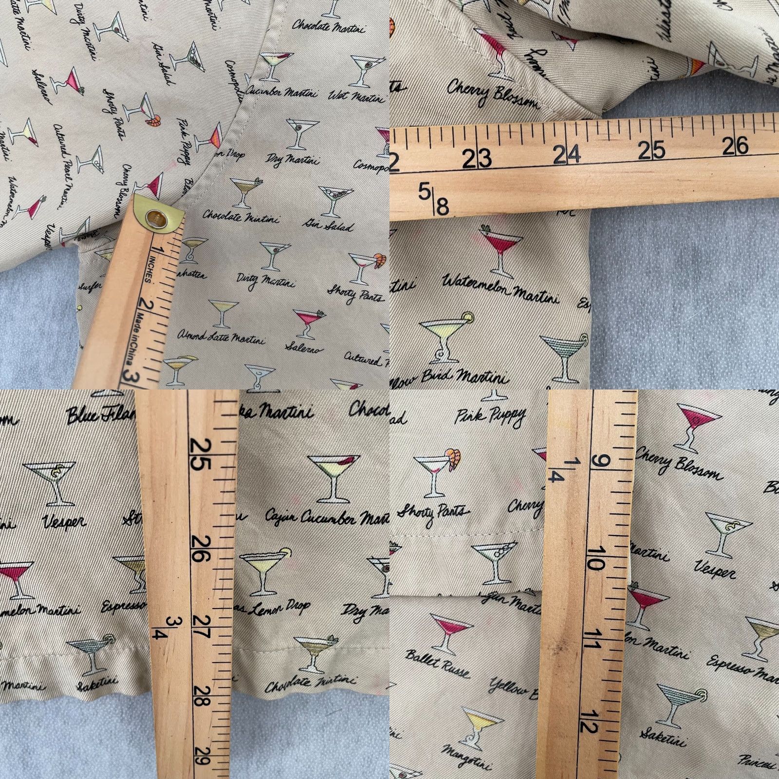 Tori Richard VINTAGE Tori Richard Shirt Adult Large Tan Silk Hawaiian Martini Cocktail AOP Print Mens Size US L / EU 52-54 / 3 - 8 Thumbnail