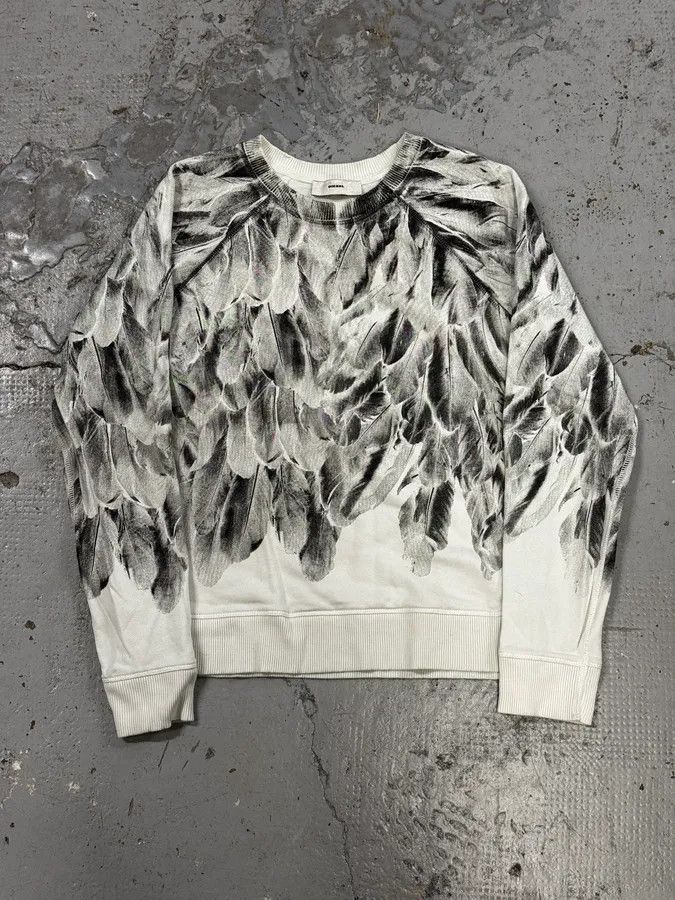 Diesel 2000s Diesel White & Grey Feather Print Sweater Size XS / US 0-2 / IT 36-38 - 1 Thumbnail