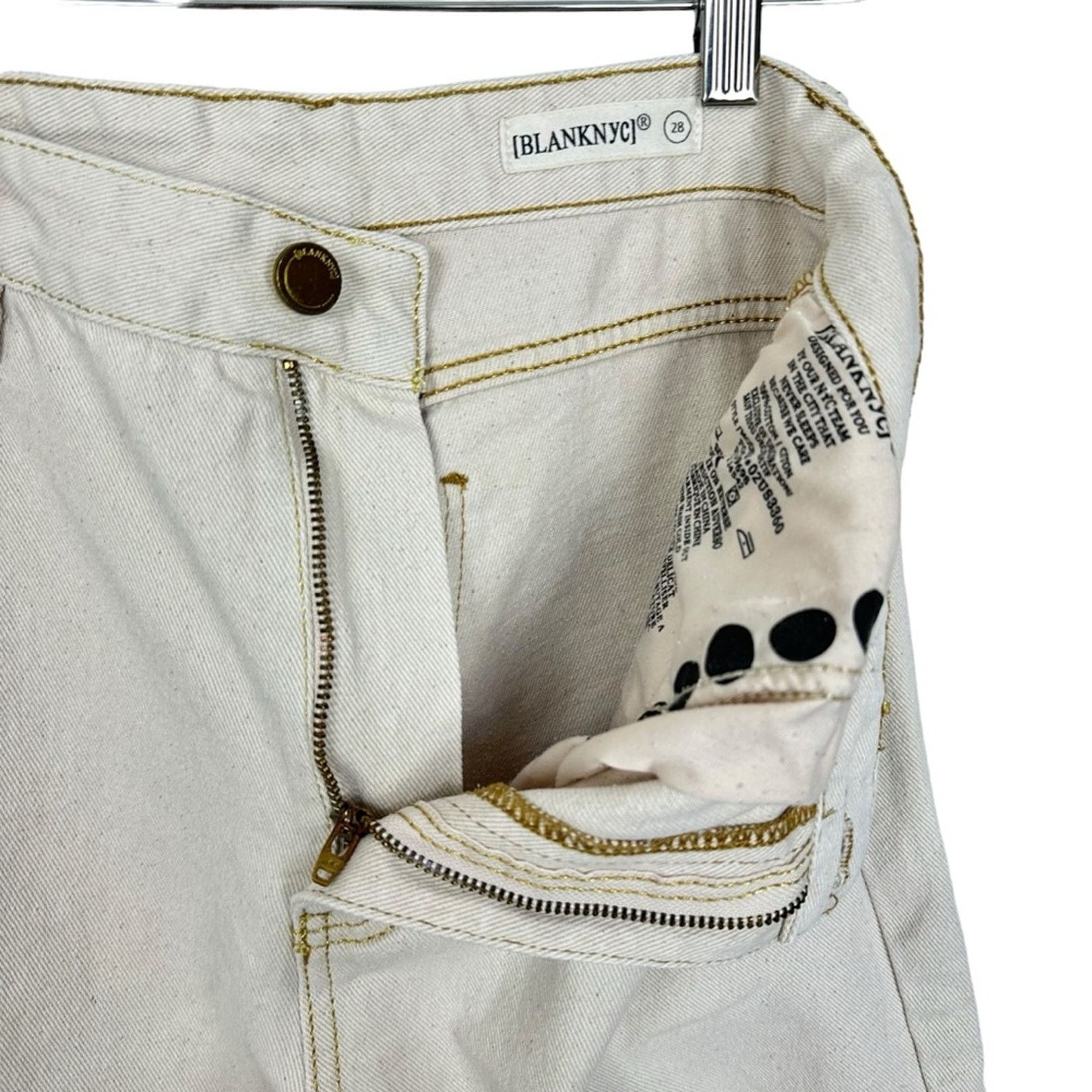 BLANKNYC Blank NYC Ivory Denim High Rise Crop Straight Jeans Sz 28 Size 28" / US 6 / IT 42 - 15 Thumbnail