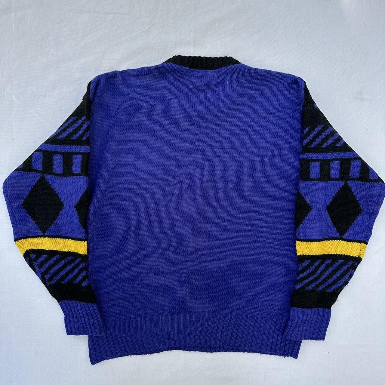 Vintage 100% Wool 80s Vintage Geometric Sweater Preppy School Winter Size US L / EU 52-54 / 3 - 4 Thumbnail