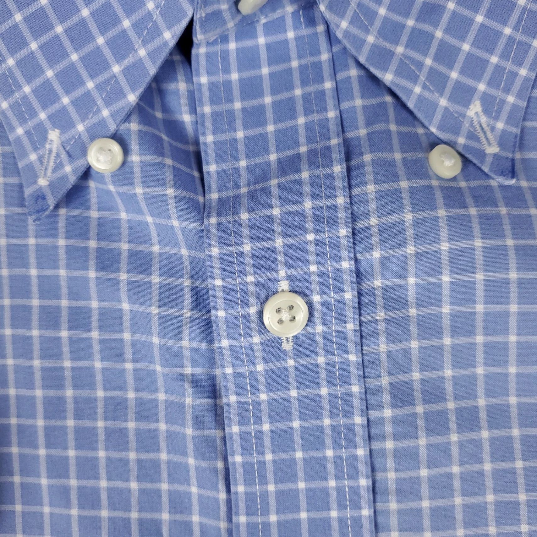 Ralph Lauren Ralph Lauren Shirt Mens 17.5 Blue Check Dress Shirt Long Sleeve Button-Down Collar 100% Cotton Regular Mens Size 46R - 3 Thumbnail
