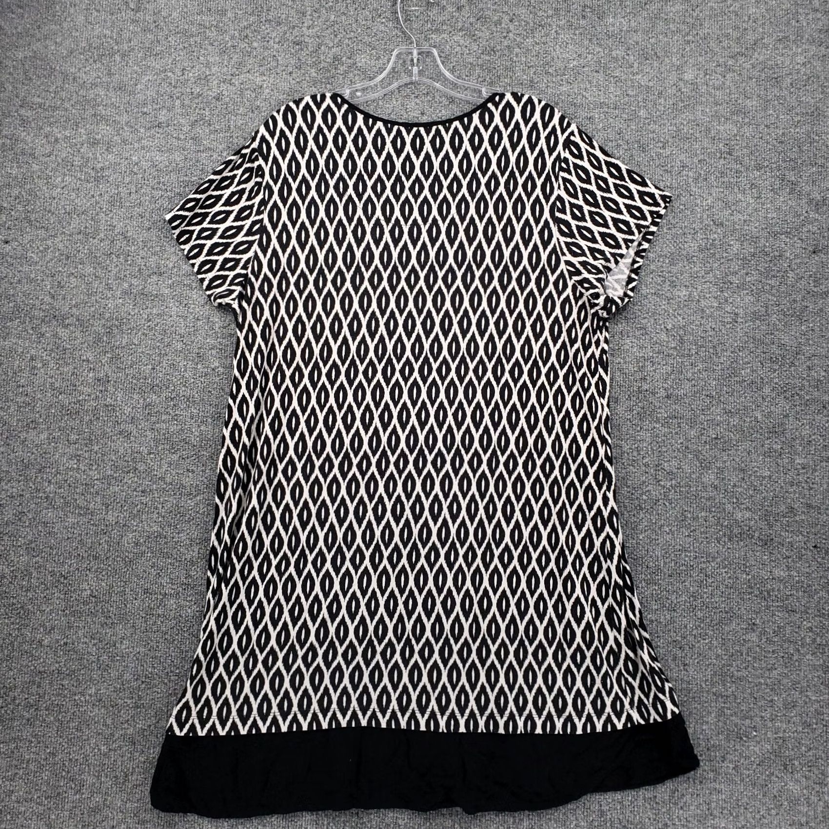 Anne Klein Anne Klein Dress Womens XL Black Shift Diamont Print Round Neck Short Sleeves Size 40" / US 18 - 2 Thumbnail