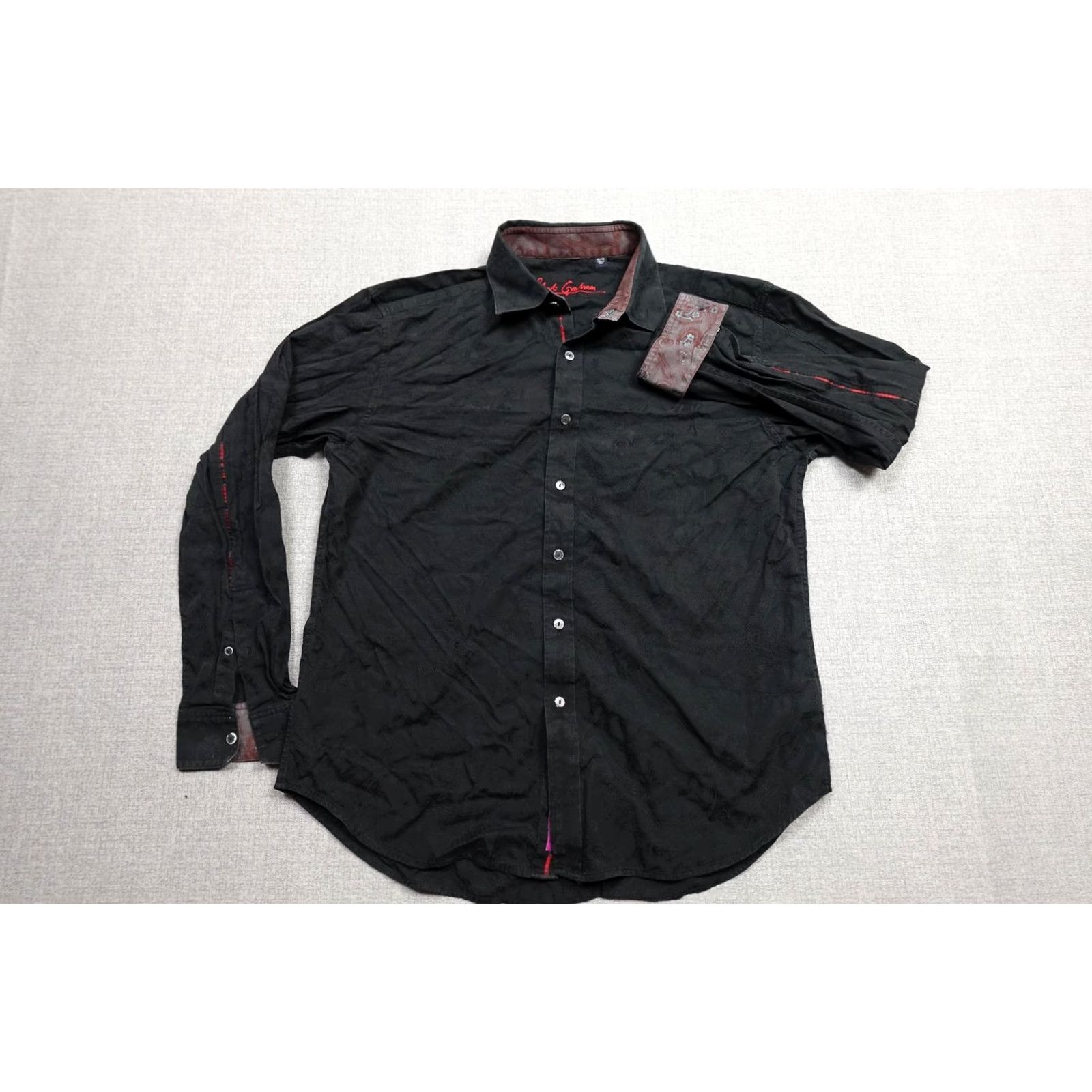 Robert Graham Robert Graham Shirt Mens XL Black Paisley Jacquard Embroidered Cuffs Dressy Button-Up Size US XL / EU 56 / 4 - 3 Thumbnail