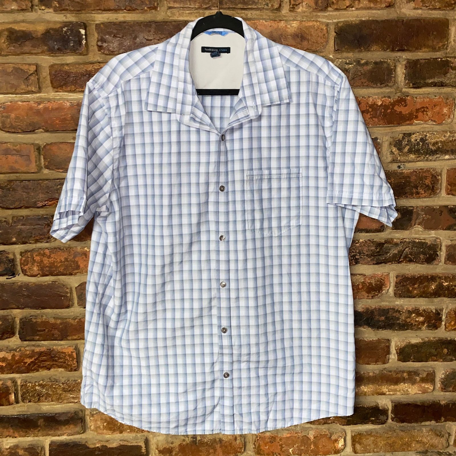Van Heusen Van Heusen Studio Blue Plaid Short Sleeve Button Shirt Large Size US L / EU 52-54 / 3 - 1 Thumbnail