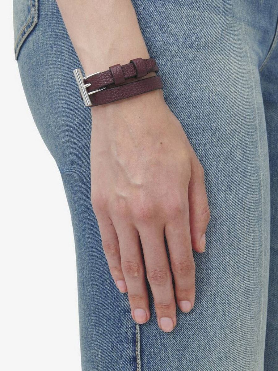 Alexander McQueen ALEXANDER MCQUEEN burgundy T-bar double wrap bracelet Size ONE SIZE - 2 Thumbnail
