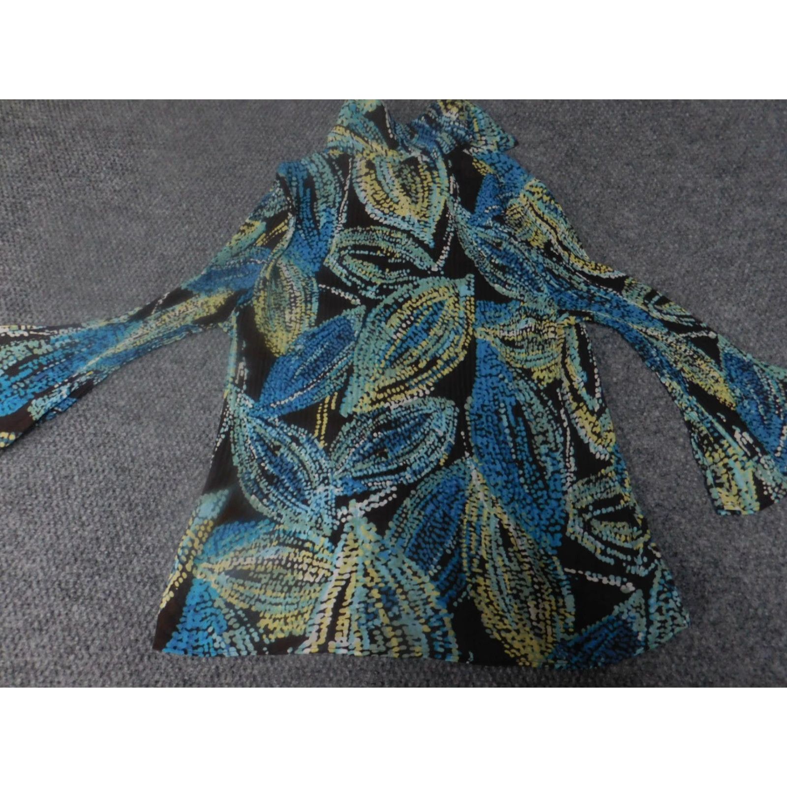 Vintage Serenade Blouse Women M Blue Floral Button Down Bell Sleeve Collared Casual Regular Size Medium Size M / US 6-8 / IT 42-44 - 6 Thumbnail