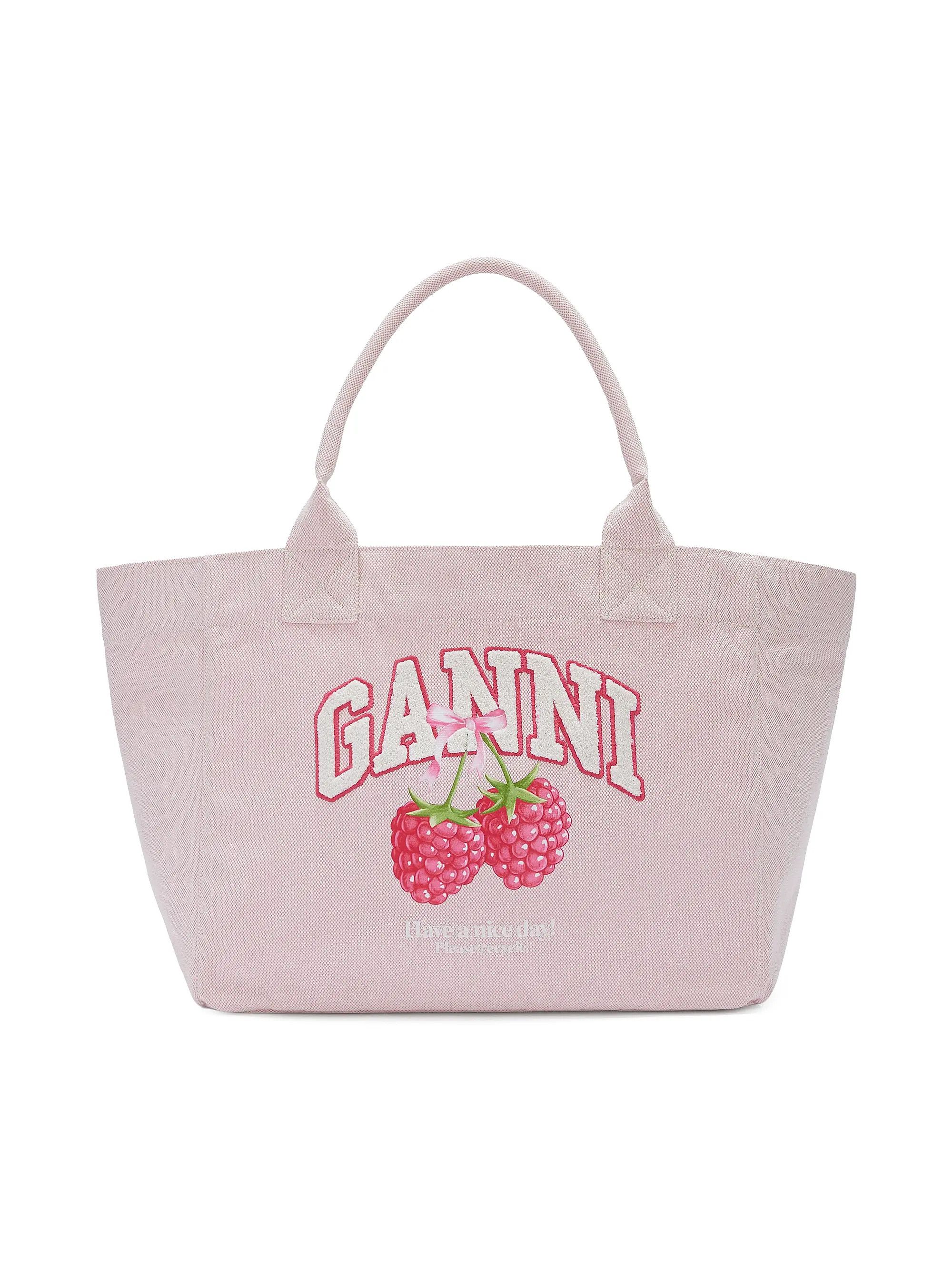 Ganni os11x0526 Size: OS / Printed Medium Trapeze Tote Bag Pink Size ONE SIZE - 1 Thumbnail