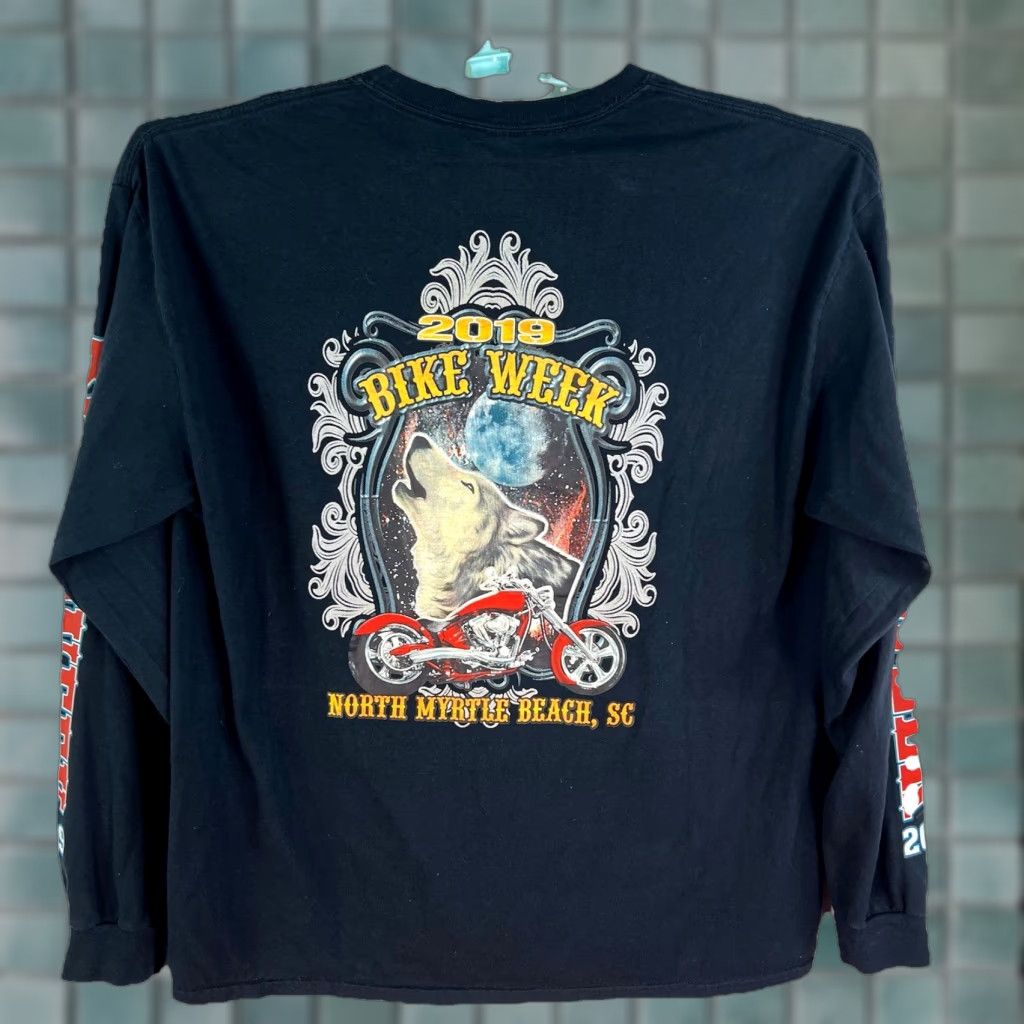 Gildan 2019 Myrtle Beach Bike Week T-Shirt Gildan XL Long Sleeve Black Graphic Print Men’s Size US XL / EU 56 / 4 - 1 Thumbnail