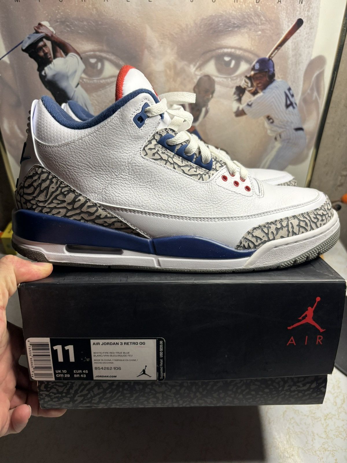 Jordan Brand Air Jordan 3 Retro OG True Blue 2016 Size US 11 / EU 44 - 1 Thumbnail