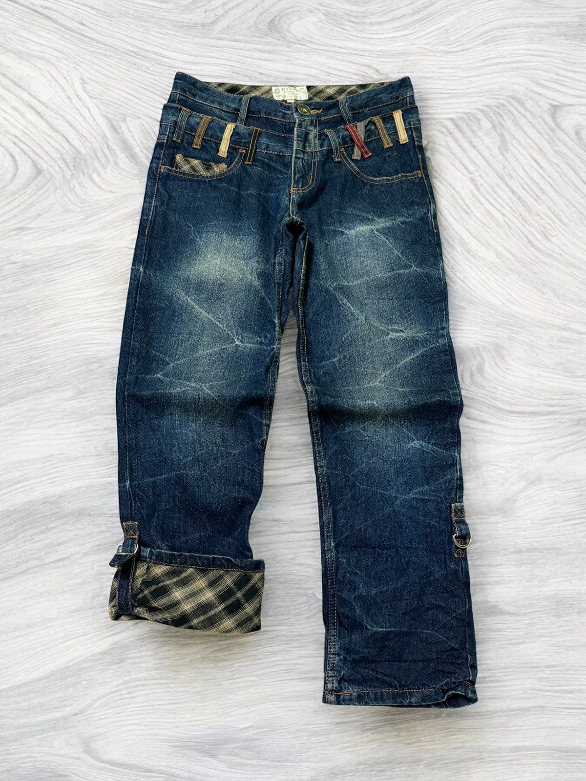 Hysteric Glamour NYLAUS DOUBLE WAIST PLAID TARTAN CLAW MARK DENIM PANTS Size US 30 / EU 46 - 2 Thumbnail