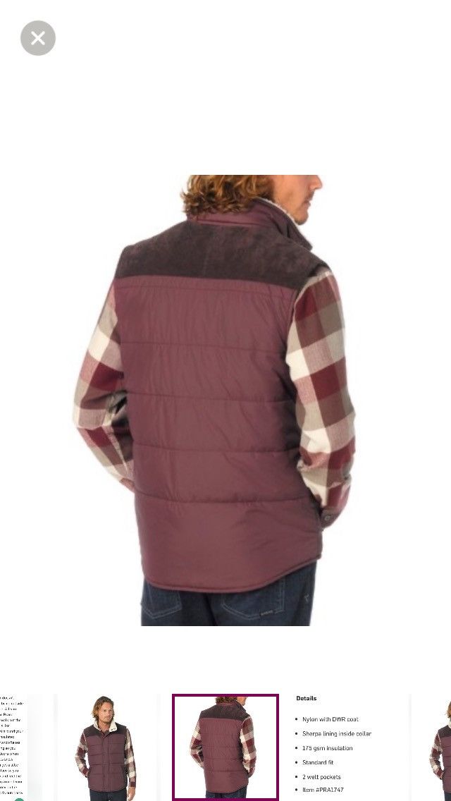 Prana Prana Waylen Mahogany puffer Vest Sherpa Collar & Corduroy Size US XXL / EU 58 / 5 - 5 Thumbnail