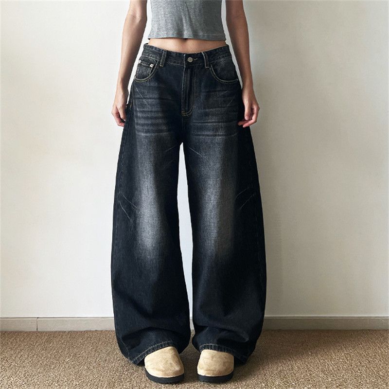 Japanese Brand American street washed distressed wide-leg jeans for men Size US 32 / EU 48 - 1 Thumbnail