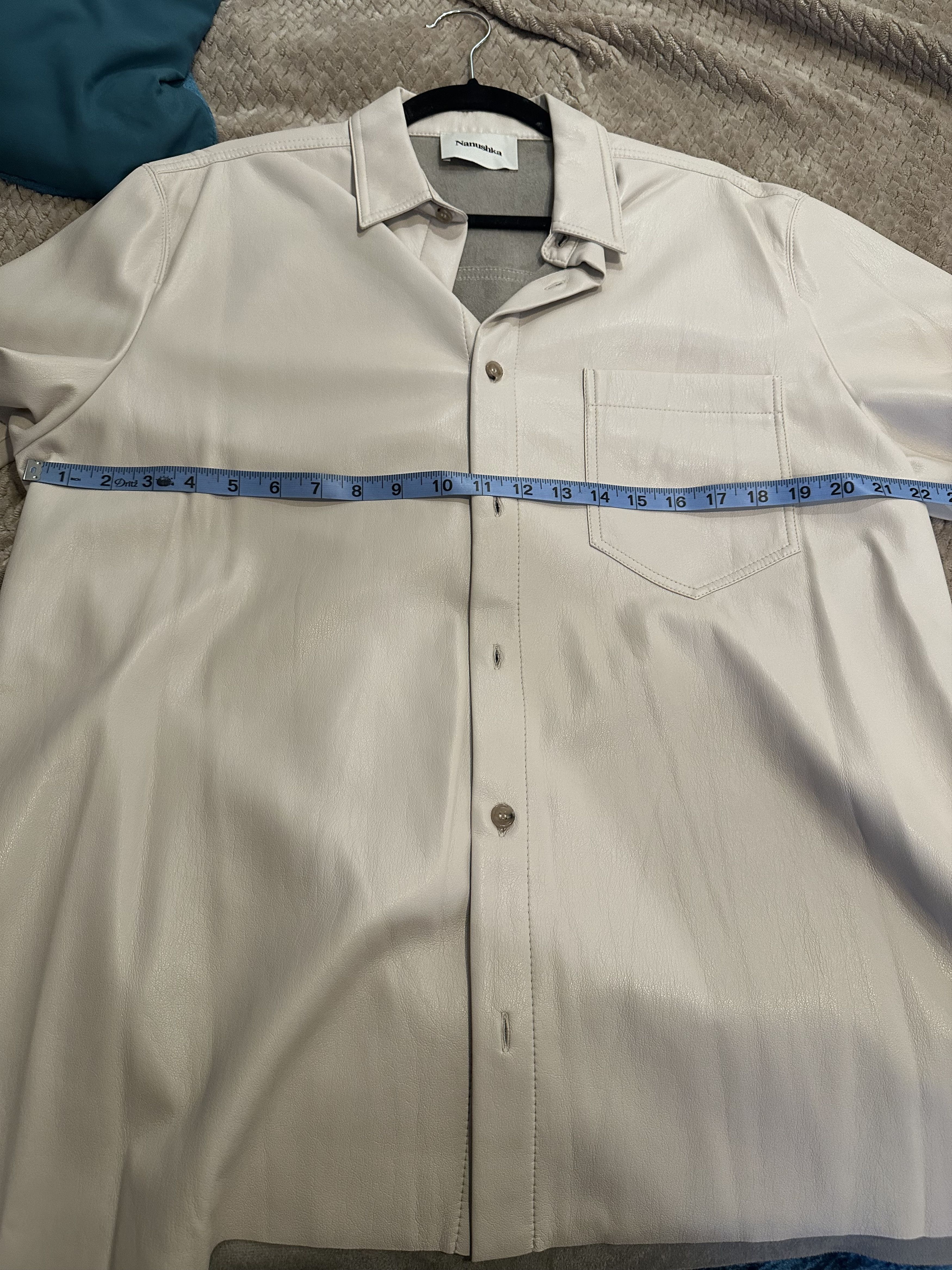 Nanushka Nanushka vegan leather short sleeve button shirt beige Size US M / EU 48-50 / 2 - 1 Thumbnail