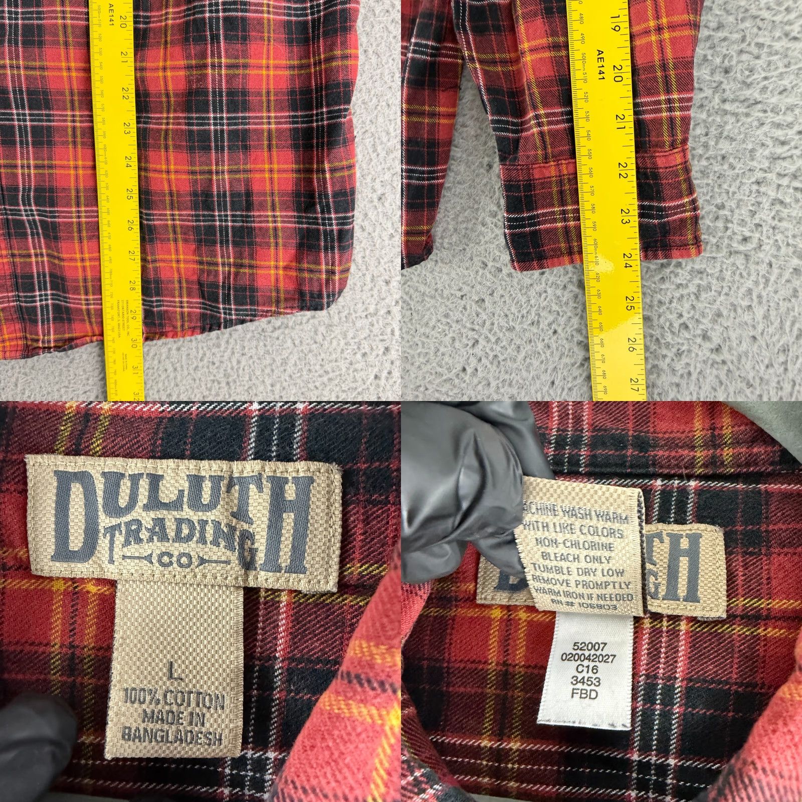 Vintage Duluth Trading Co. Button-Down Shirt Mens Large Red Plaid Flannel Long Sleeve Size US L / EU 52-54 / 3 - 8 Thumbnail