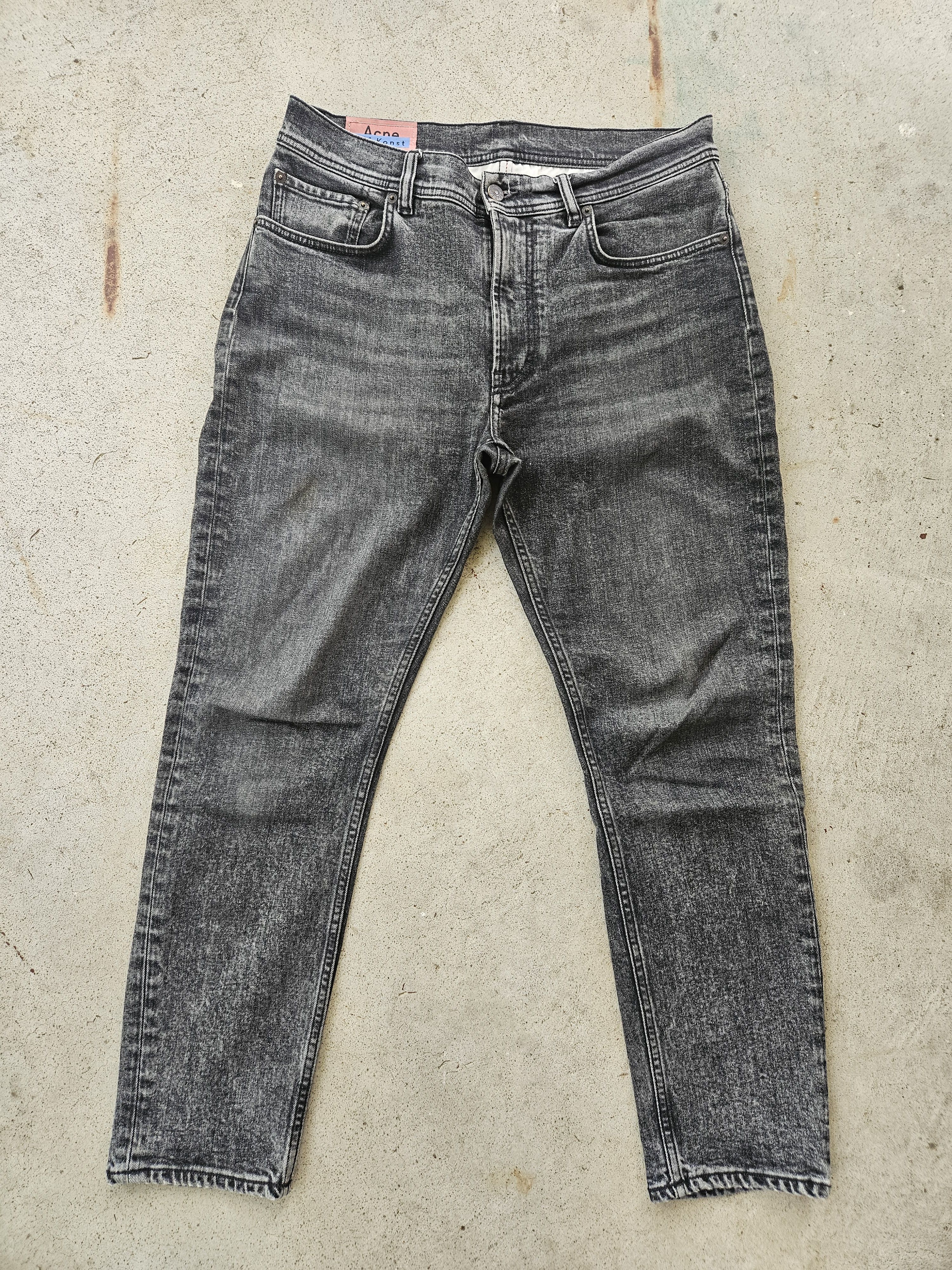 Acne Studios Blå Konst Melk Black Marble Gray Patch Denim Jeans Size US 33 - 1 Thumbnail