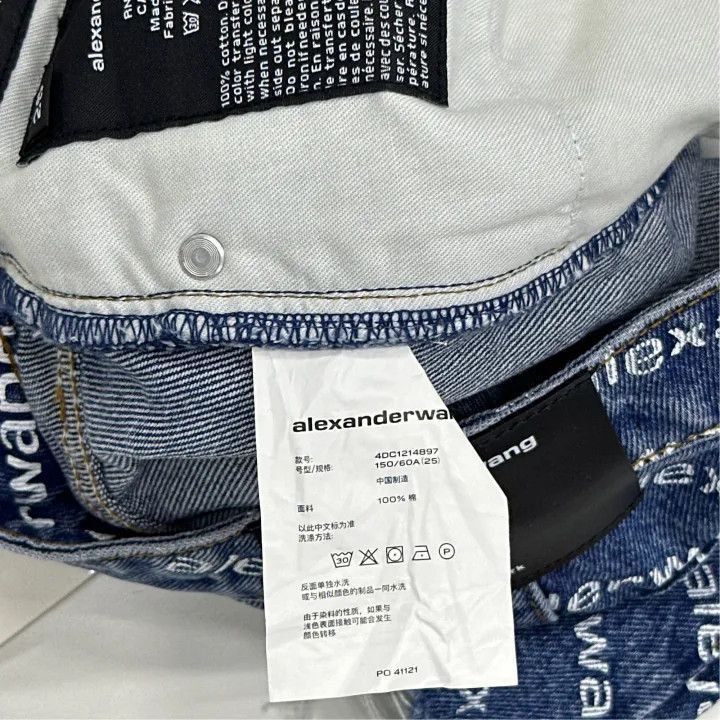Alexander Wang Alexander Wang Logo Print Frayed Denim Shorts - Size 25" / US 0 / IT 36 - 2 Thumbnail