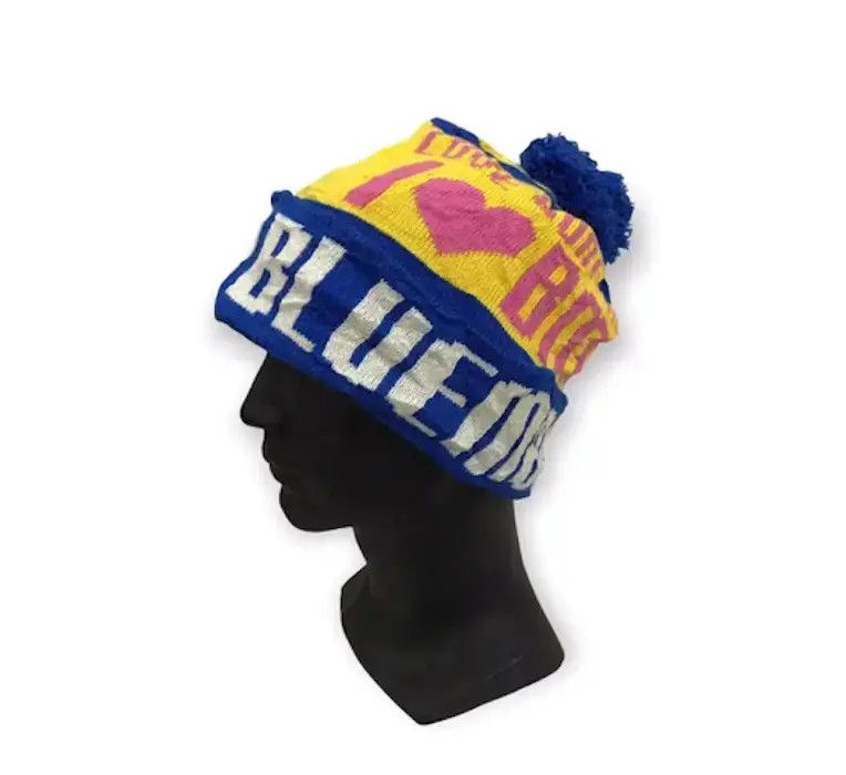 Japanese Brand Blue Moon Blue Spellout Beanie Hat Size ONE SIZE - 1 Thumbnail