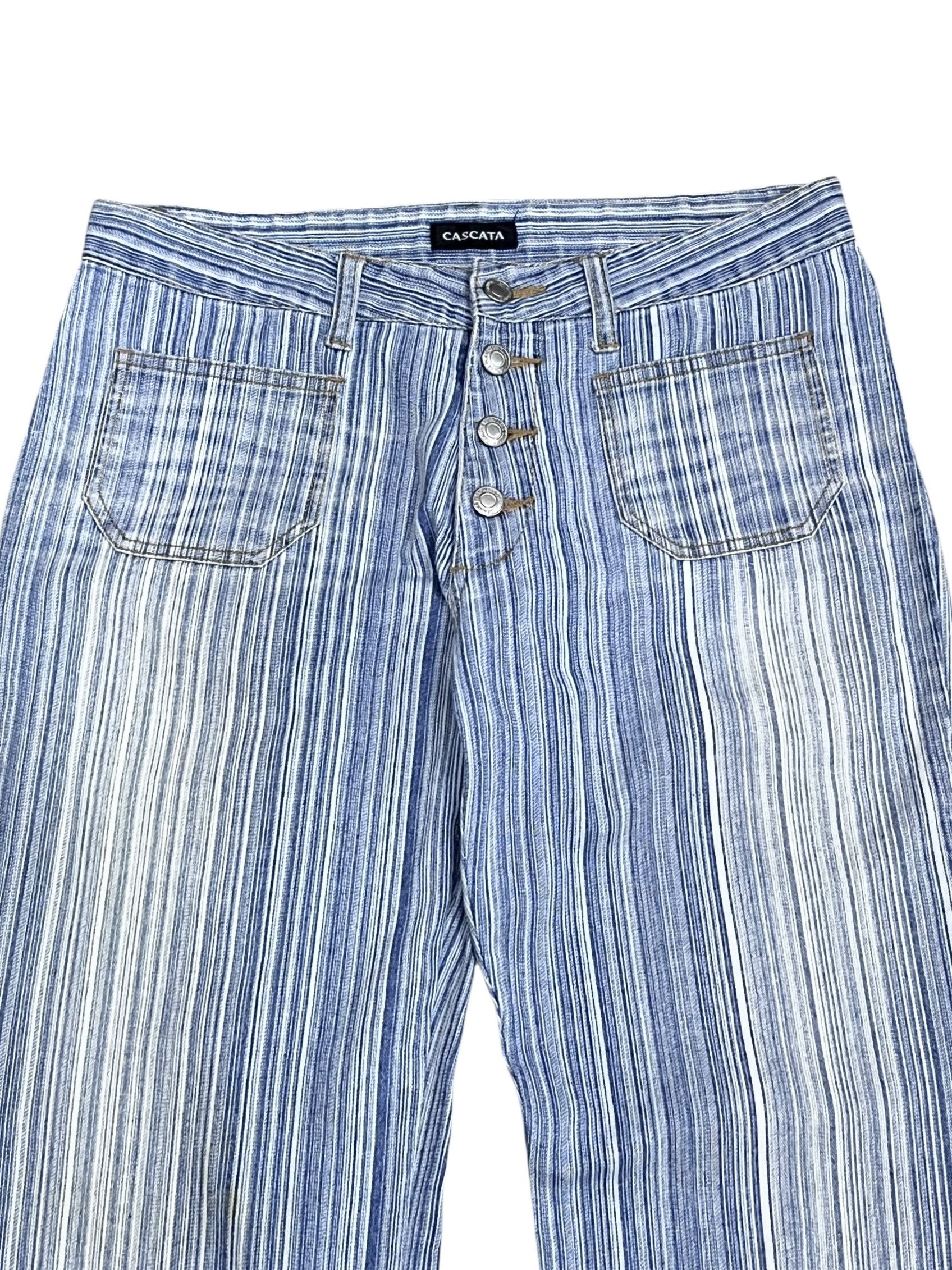 Japanese Brand SICK FLARE 90’s CASCATA Pinstripes Stretch Denim Bush Jean Size US 30 / EU 46 - 6 Thumbnail