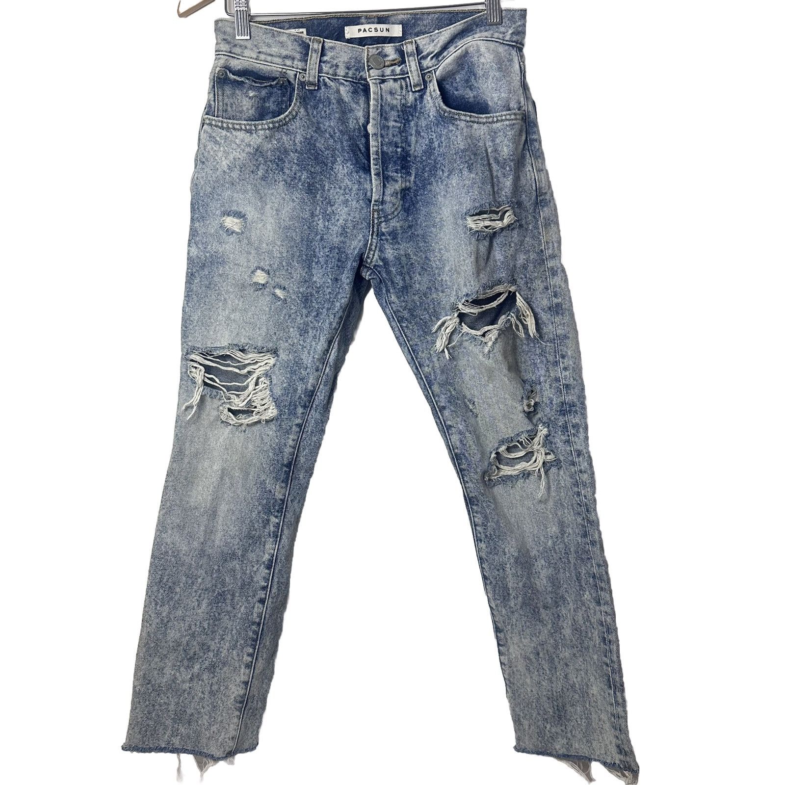 Pacsun PacSun Jeans Mens Loose Fit Blue Acid Wash Button Fly Denim Size US 30 / EU 46 - 1 Thumbnail