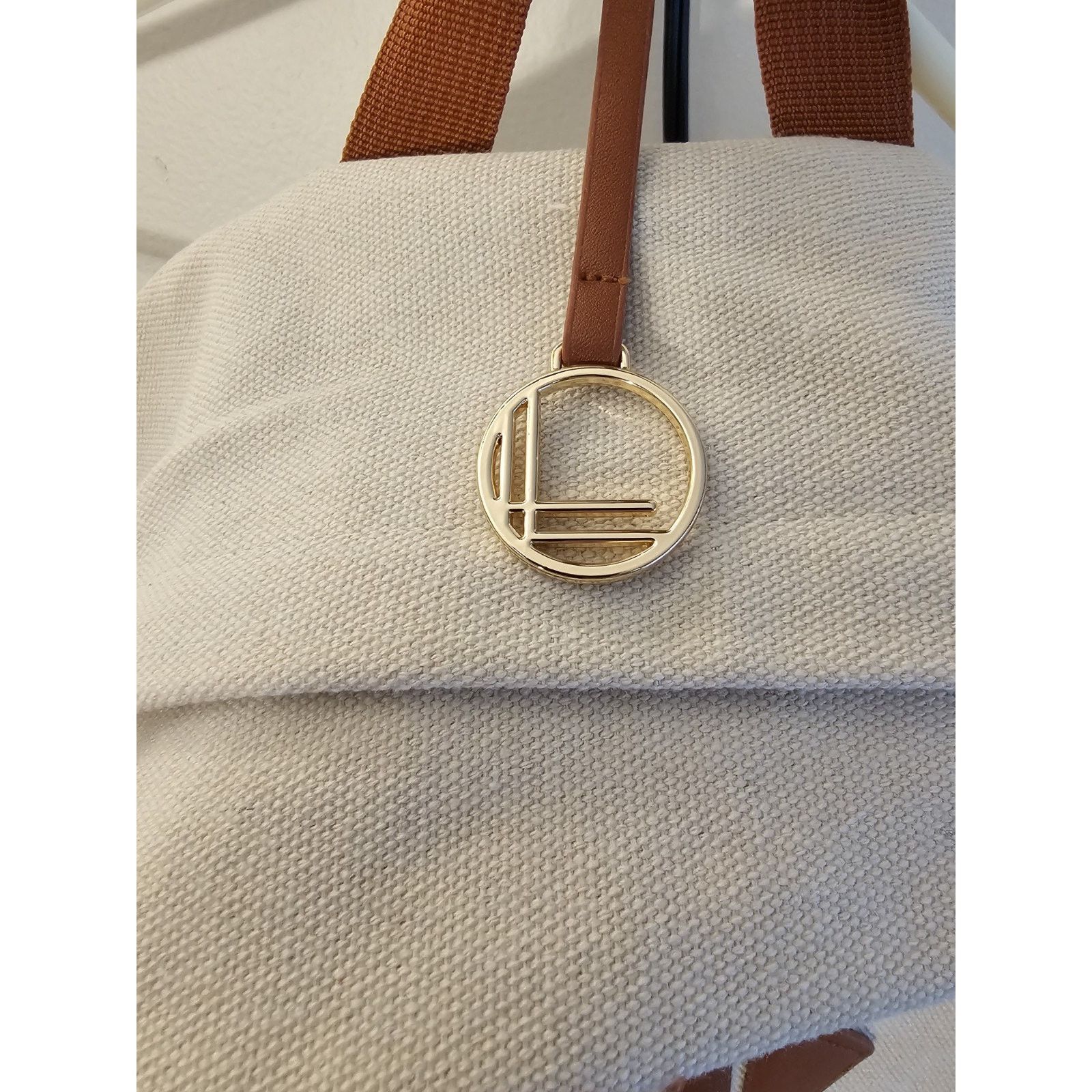 Other New Loulu Large Canvas Tan/Beige Backpack-Vegan Leather wBag Size ONE SIZE - 4 Thumbnail