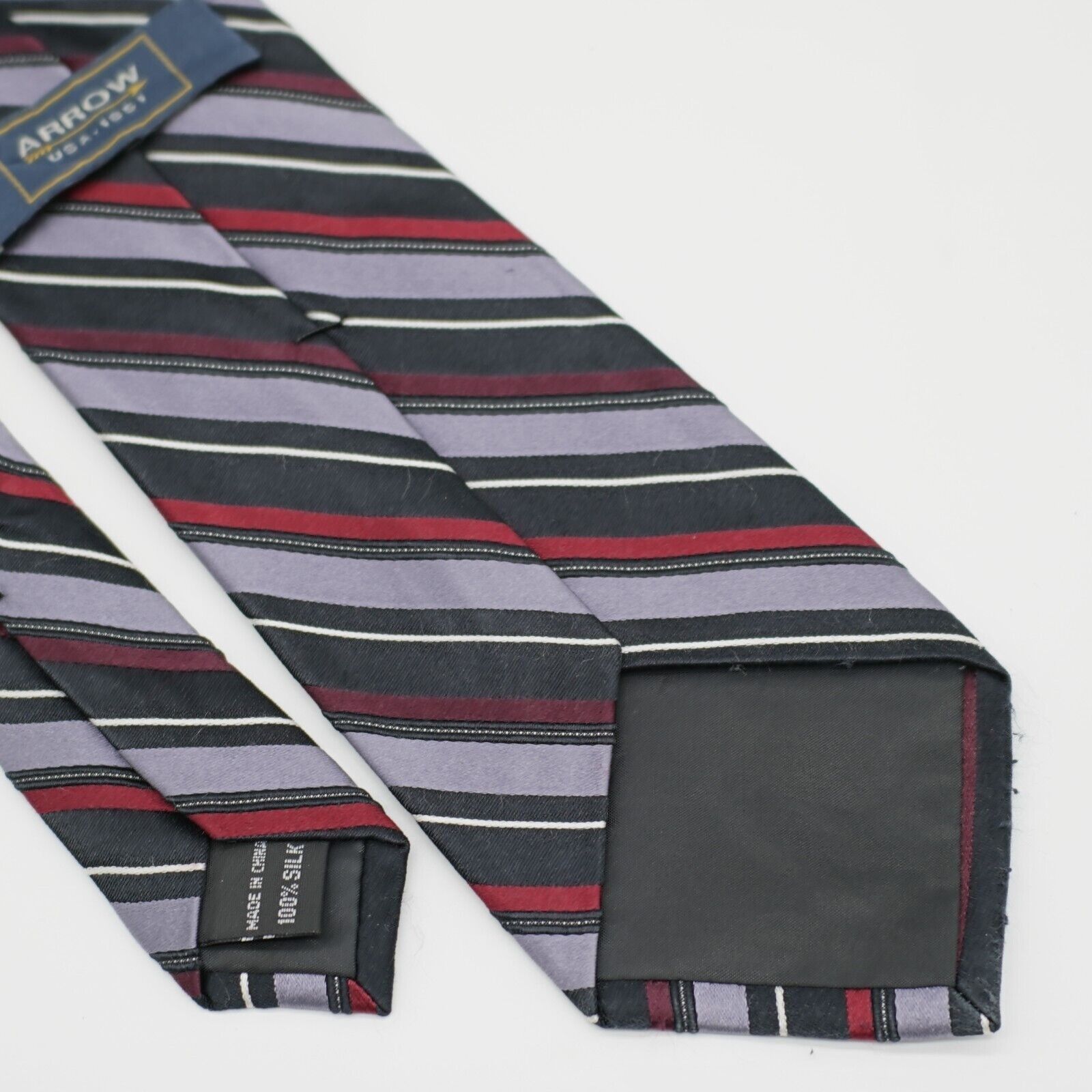 Arrow Arrow Black Red Purple Striped Woven Silk Tie Size ONE SIZE - 5 Thumbnail