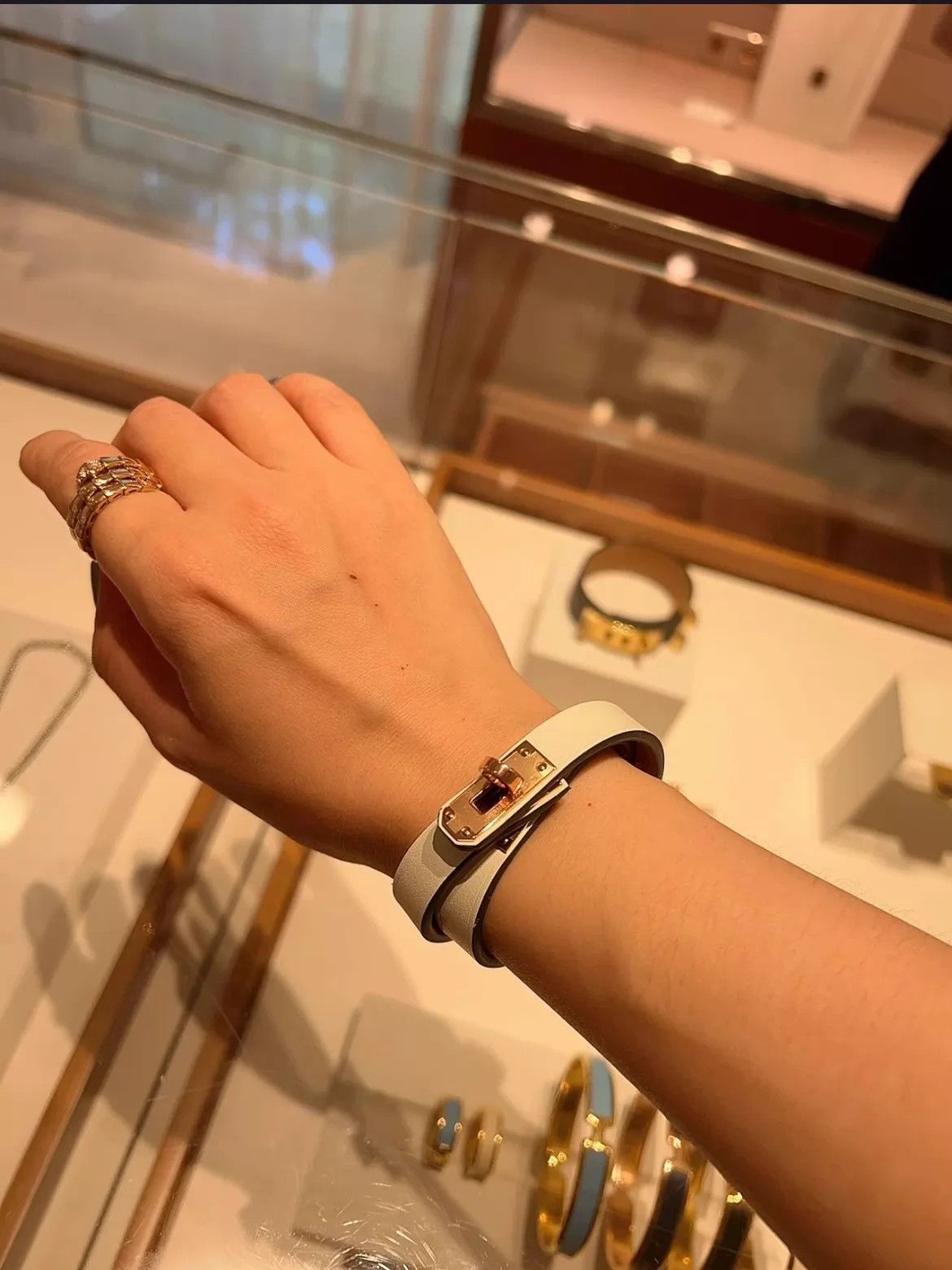 Hermes HERMES Mini Kelly Box Double Ring Bracelet Venezia Red Size ONE SIZE - 5 Thumbnail