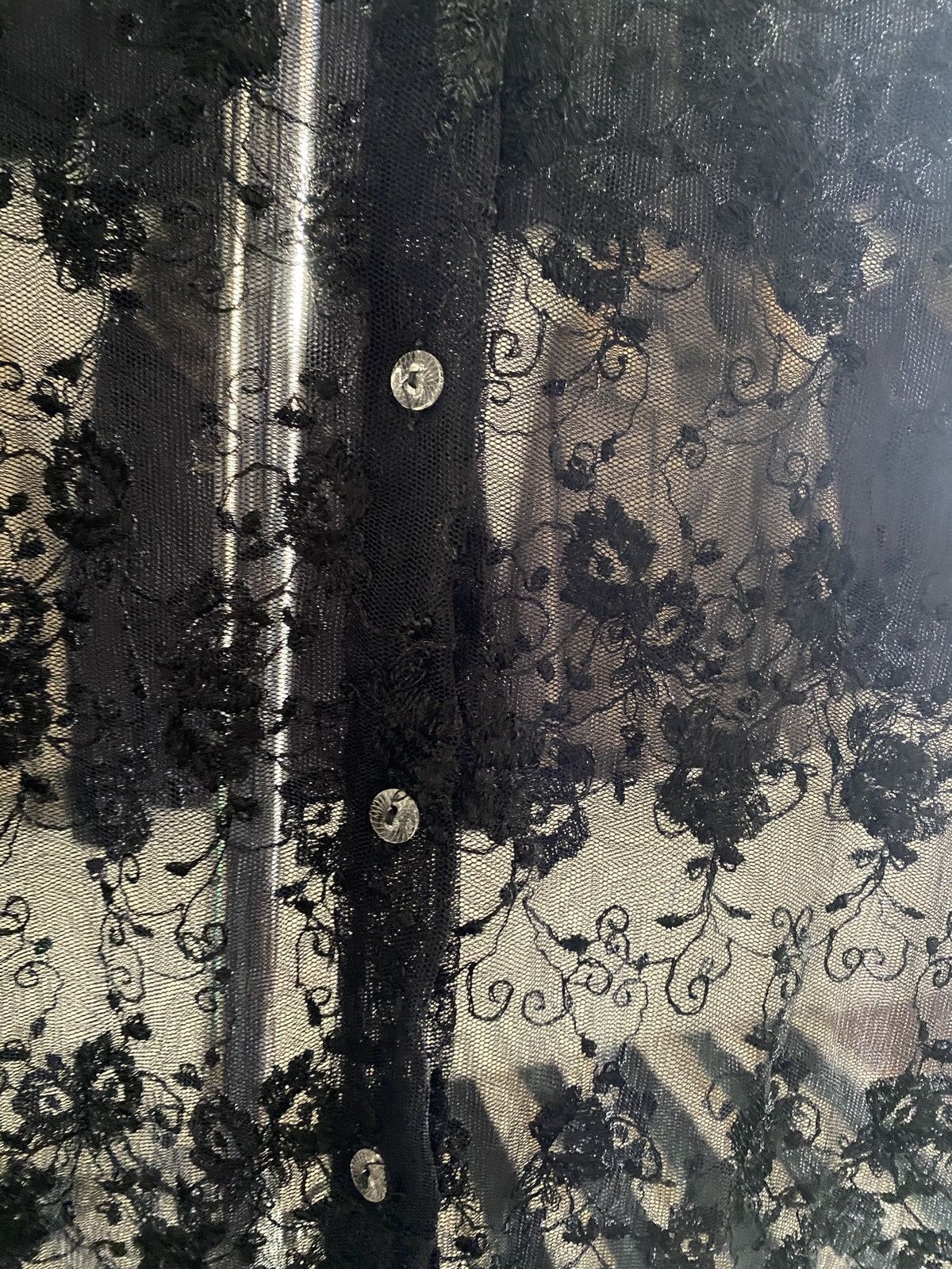 Mauri Riva Italian Designer Lace Shirt Sheer Floral Archive