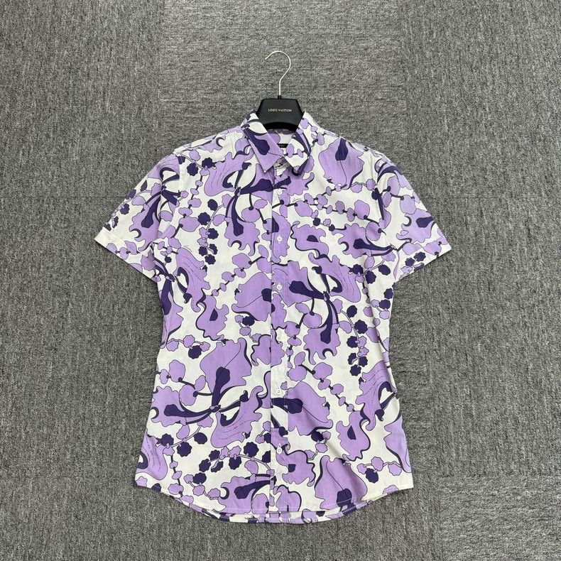 Gucci Gucci Purple Floral Short Sleeve Shirt Size US M / EU 48-50 / 2 - 1 Thumbnail